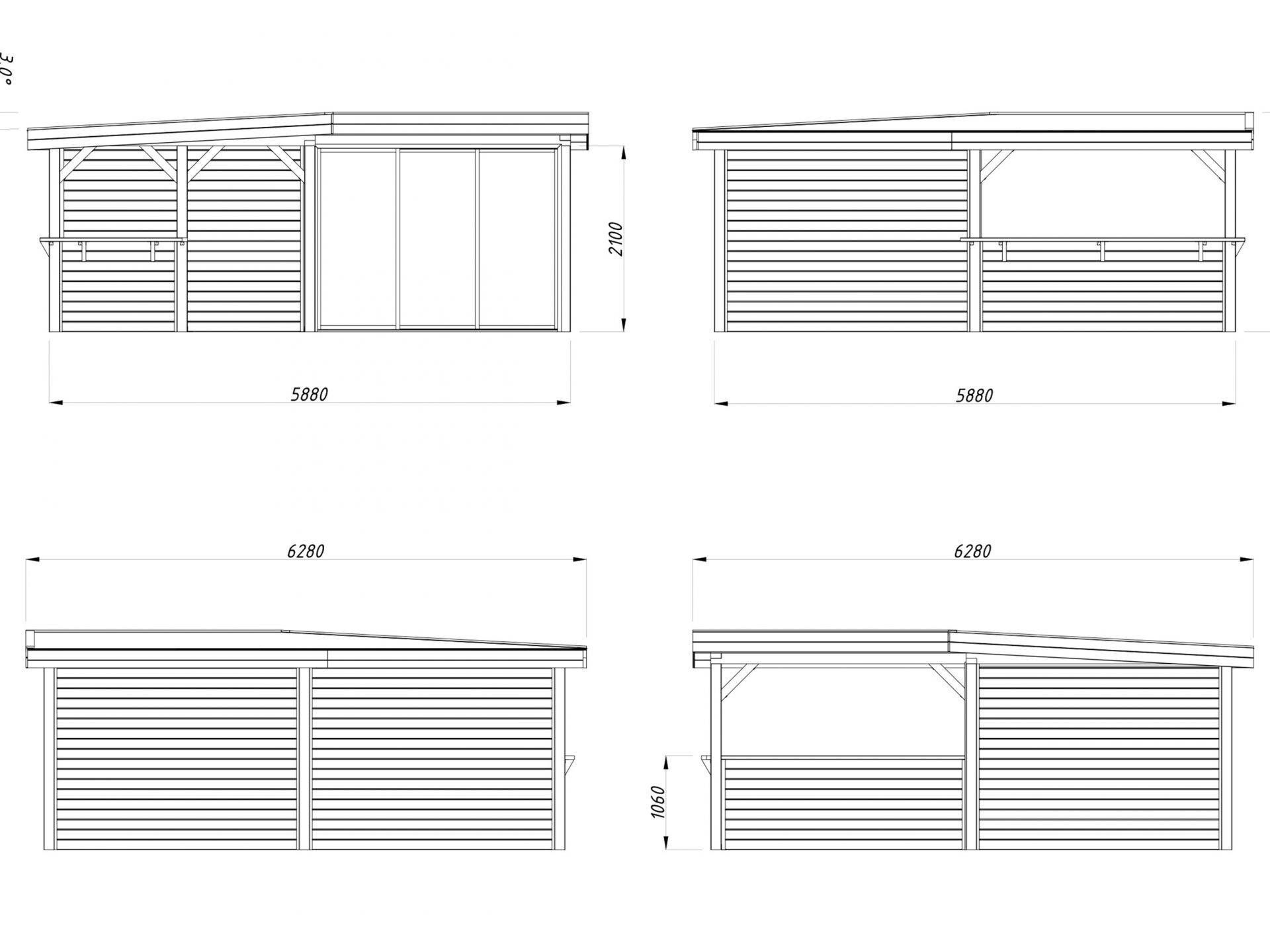 Palmako modernes Gartenhaus Lenna 24,9 m2 Set 409 Slide