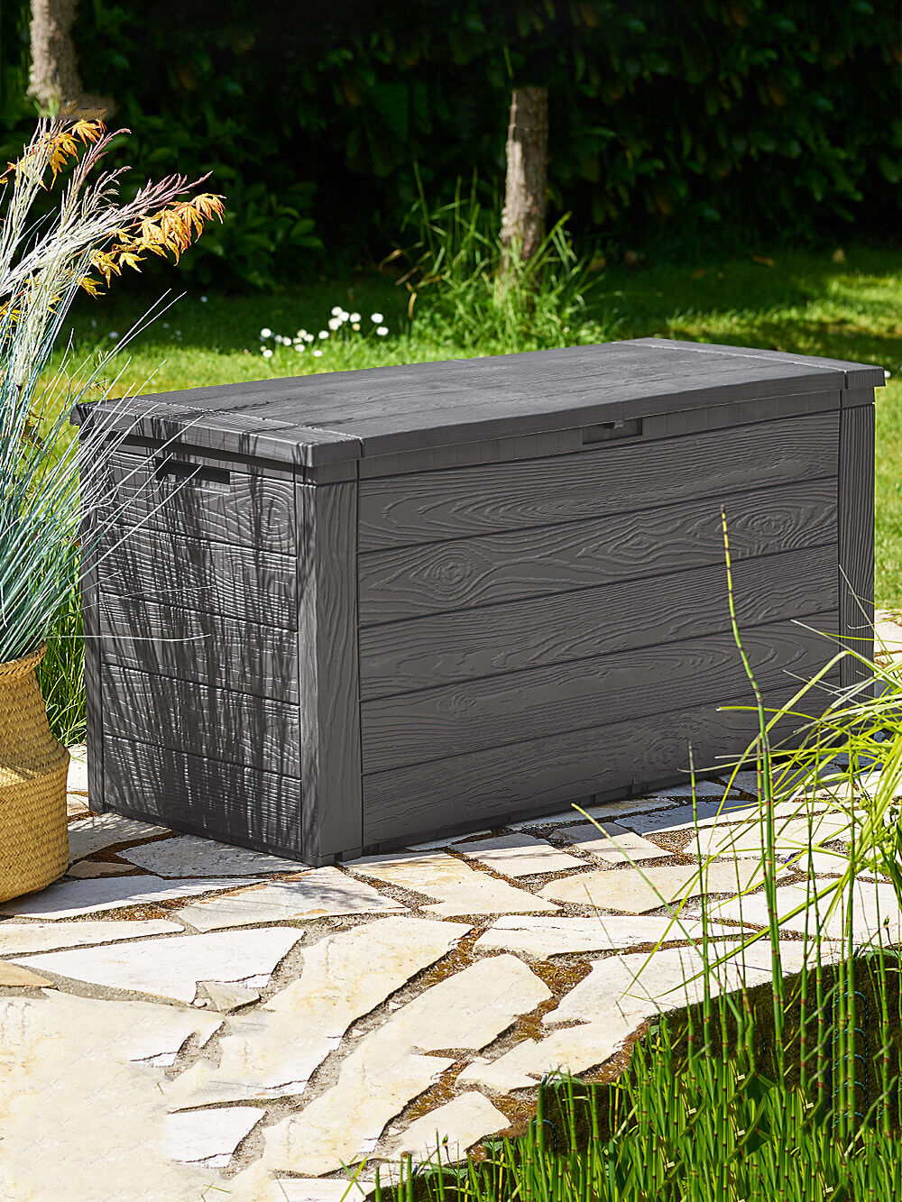 Gartenbox Woody 280L Anthrazit Holzoptik wasserdicht