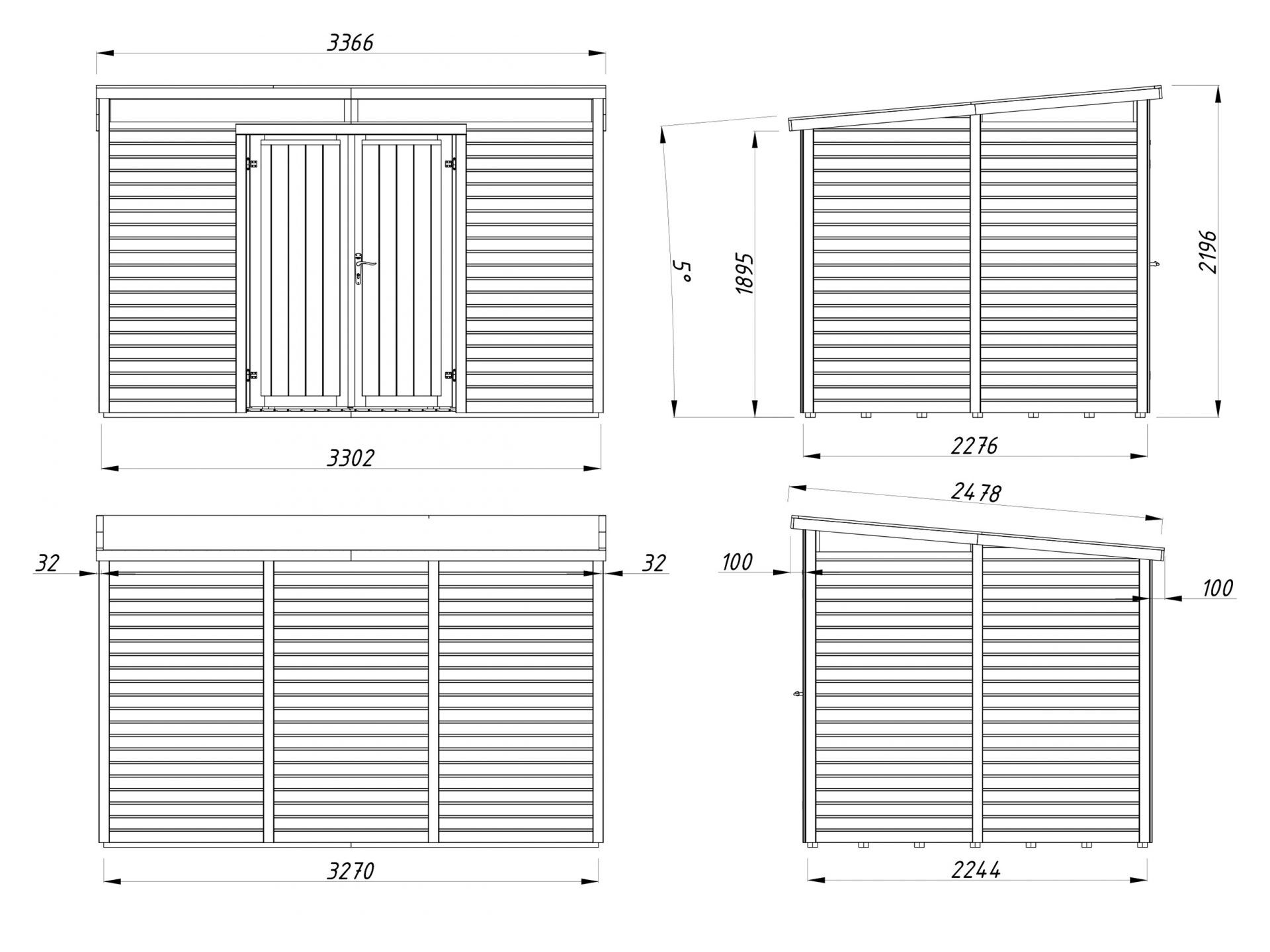 Palmako Pultdach Gerätehaus Elias 7,3 m²