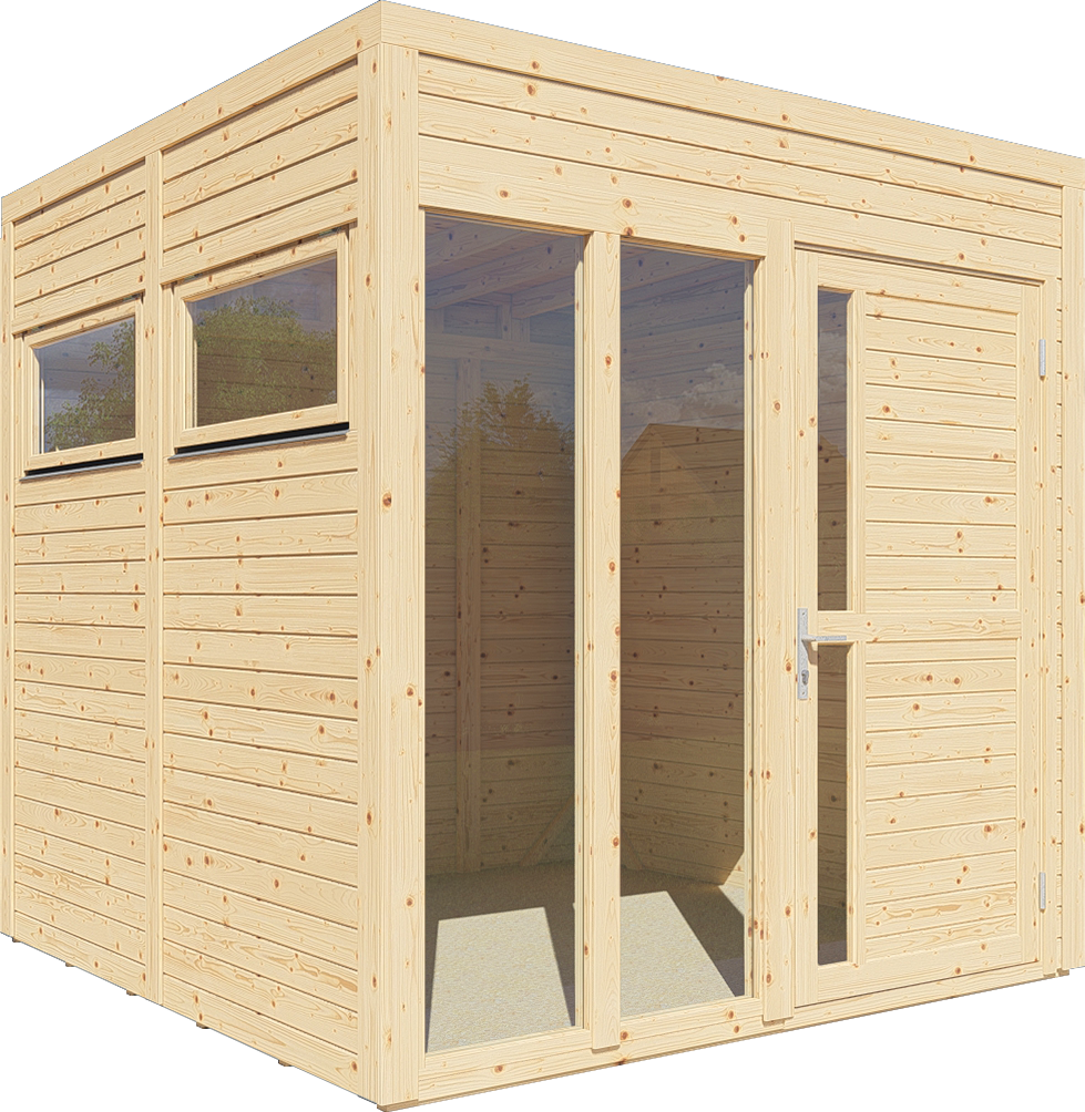 Gartenhaus Holz Cubus 2 Office naturbelassen 223 x 230 cm