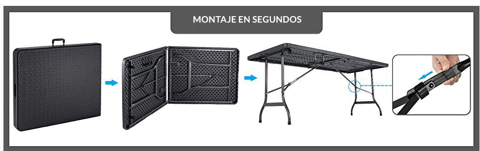 Gartentisch Schwarz Rattan-Look 180x75x73cm klappbar