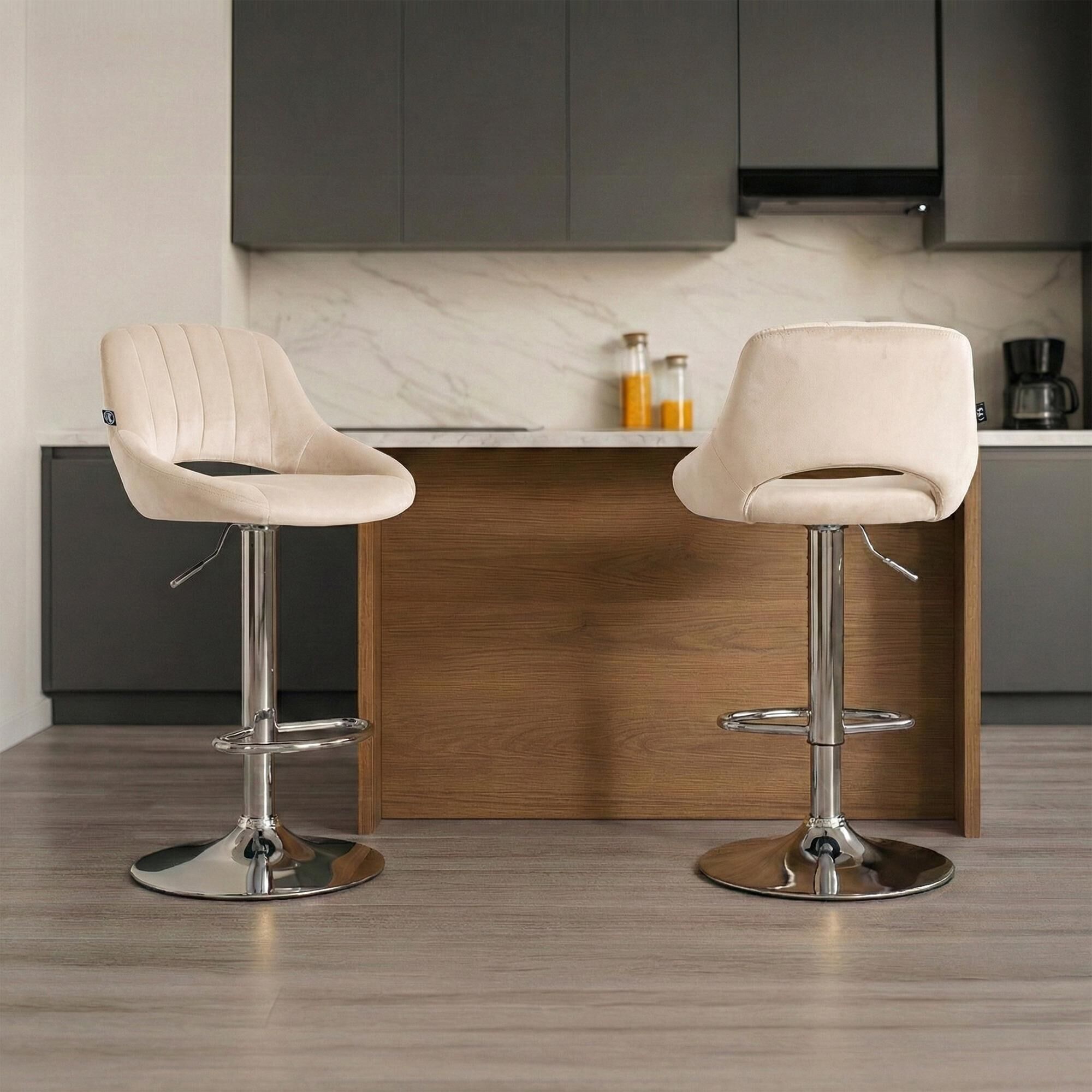 Barhocker Milet Samt chrom, creme