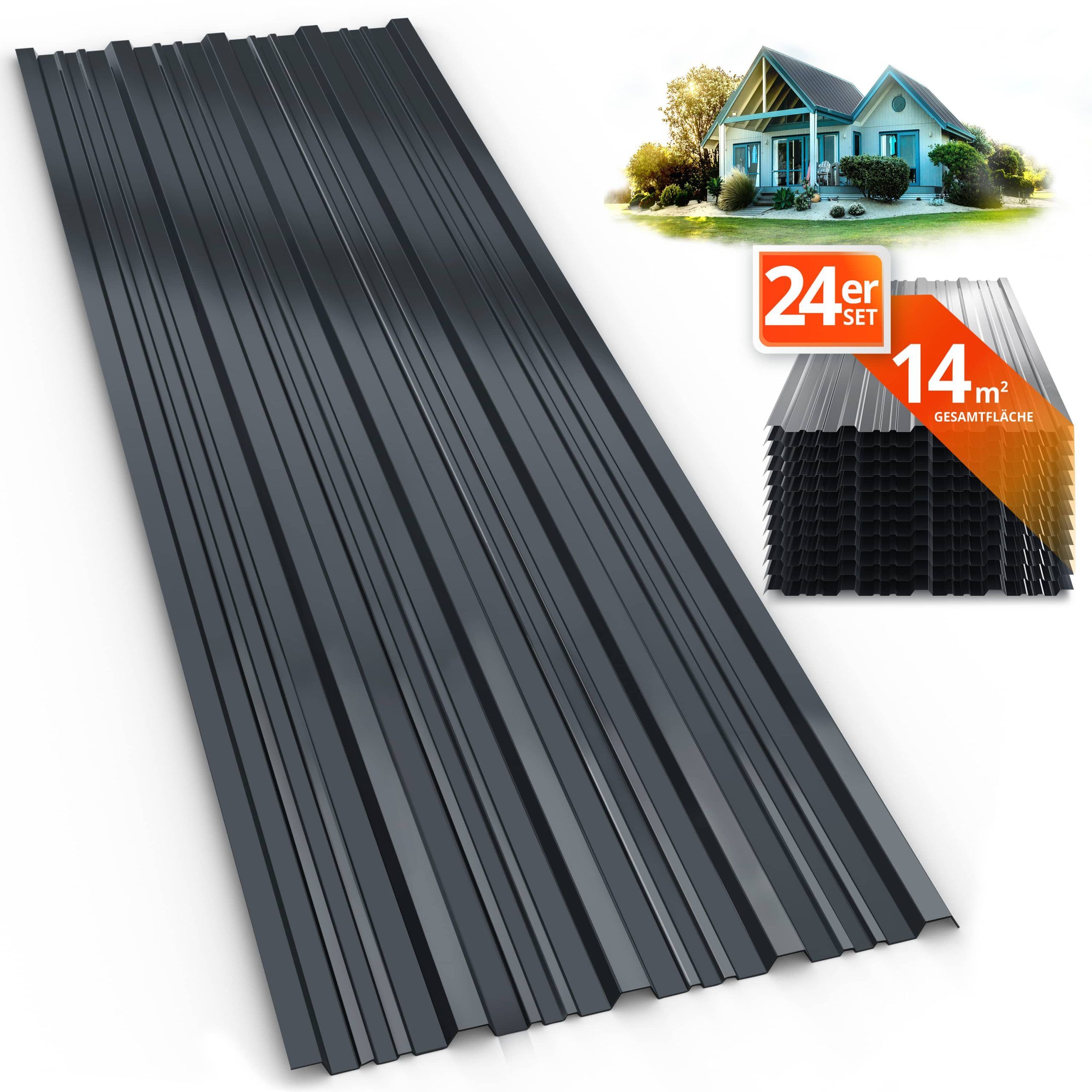 Trapezblech 24er-Set Anthrazit 129x46cm