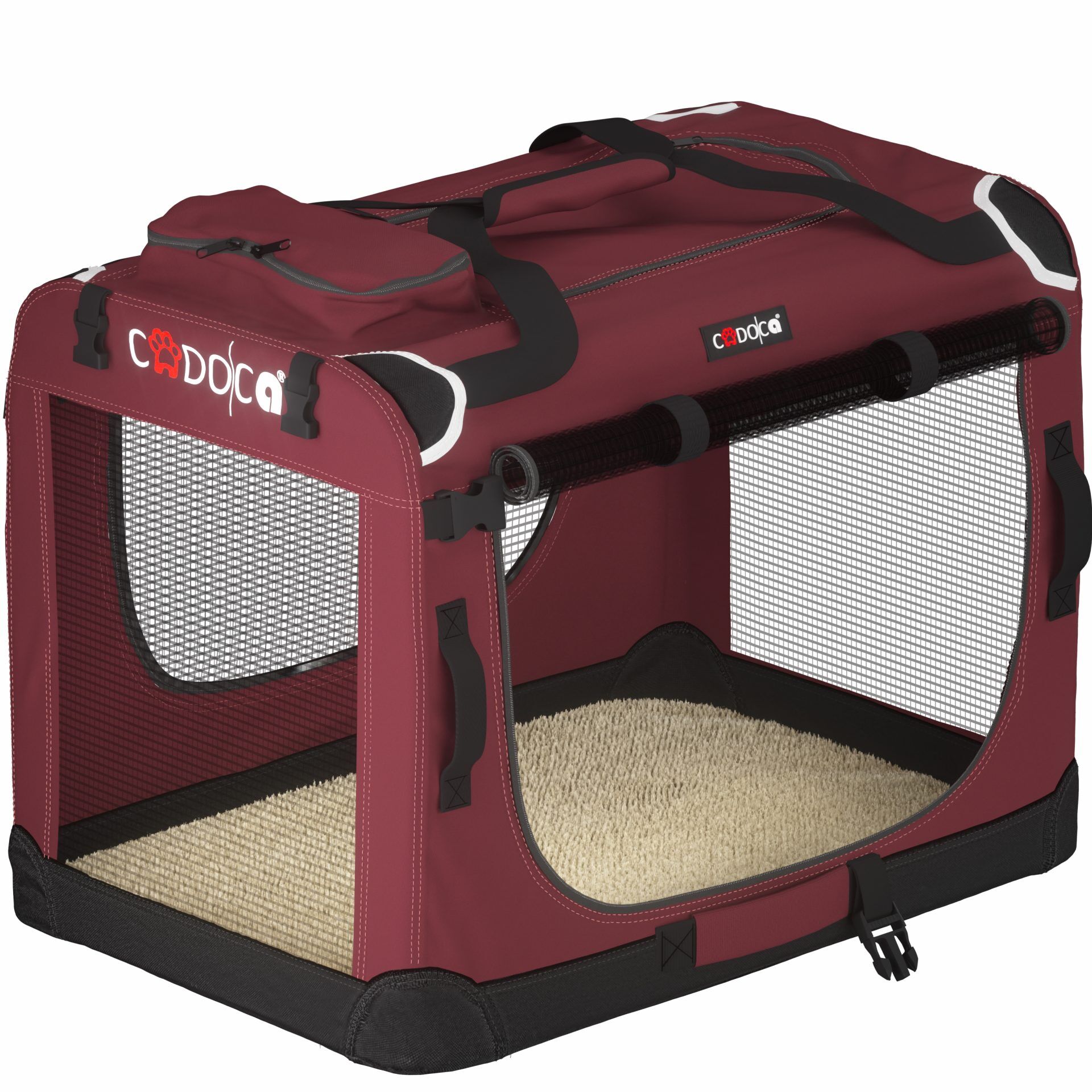 Hundebox faltbar M 60x42x44cm Dunkelrot