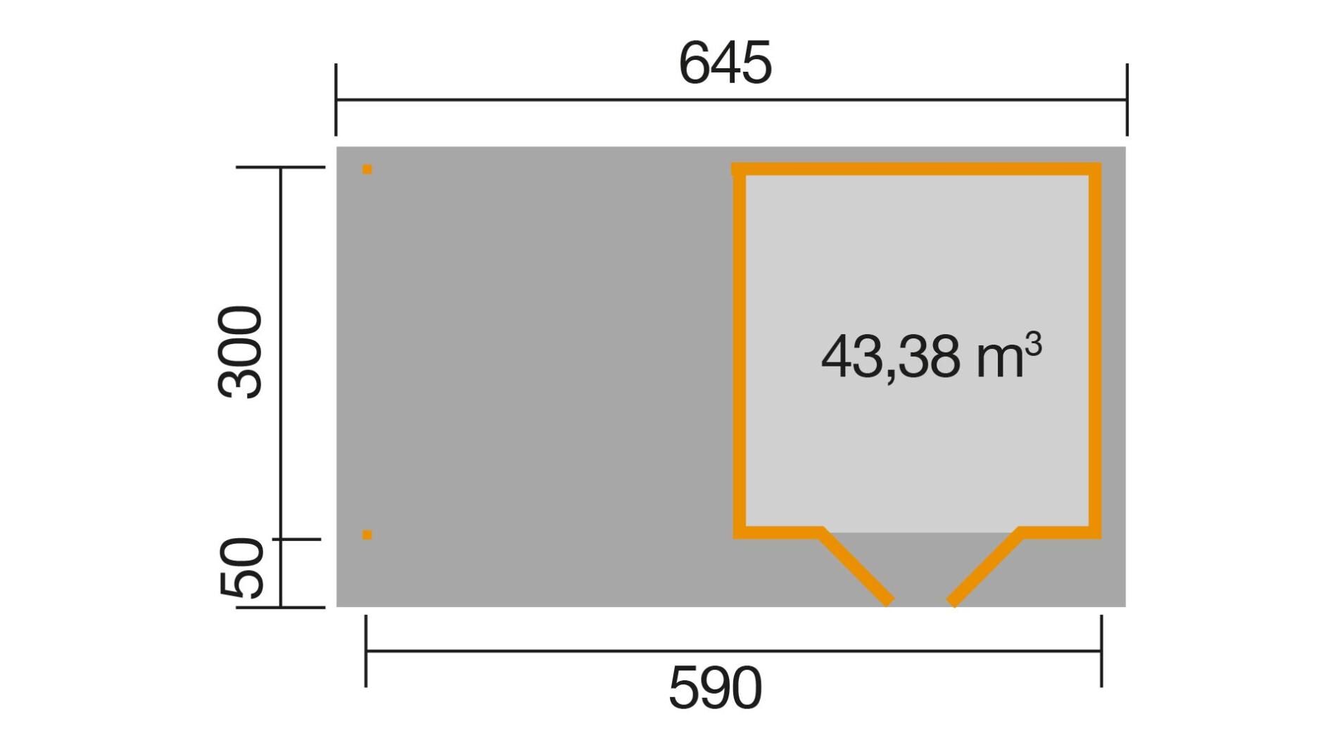 weka Design-Gartenhaus 126 B 6,5x3,8m, Naturbelassen