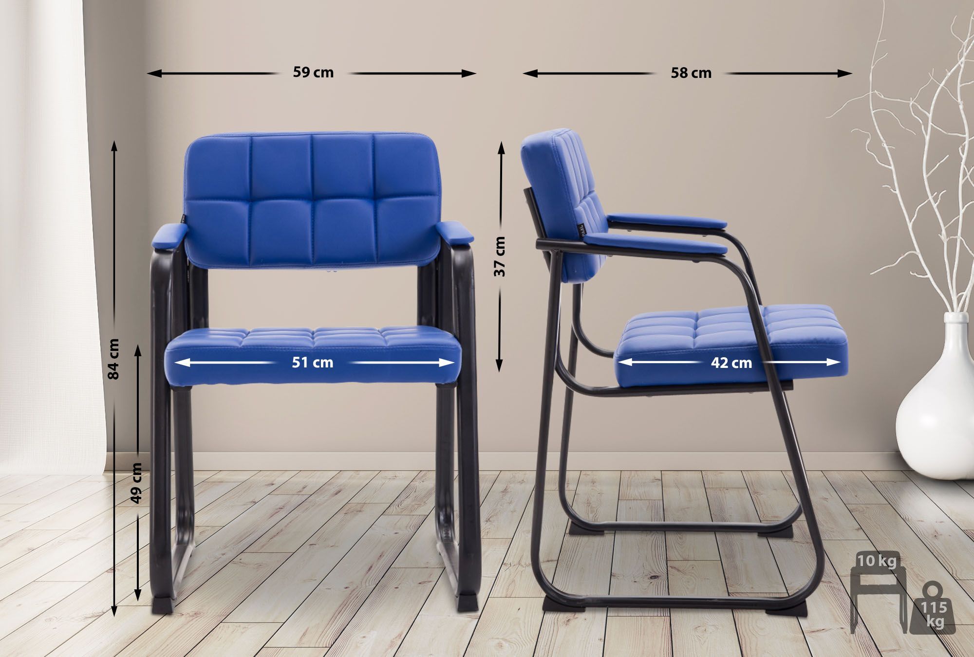 Besucherstuhl Canada B Kunstleder, blau