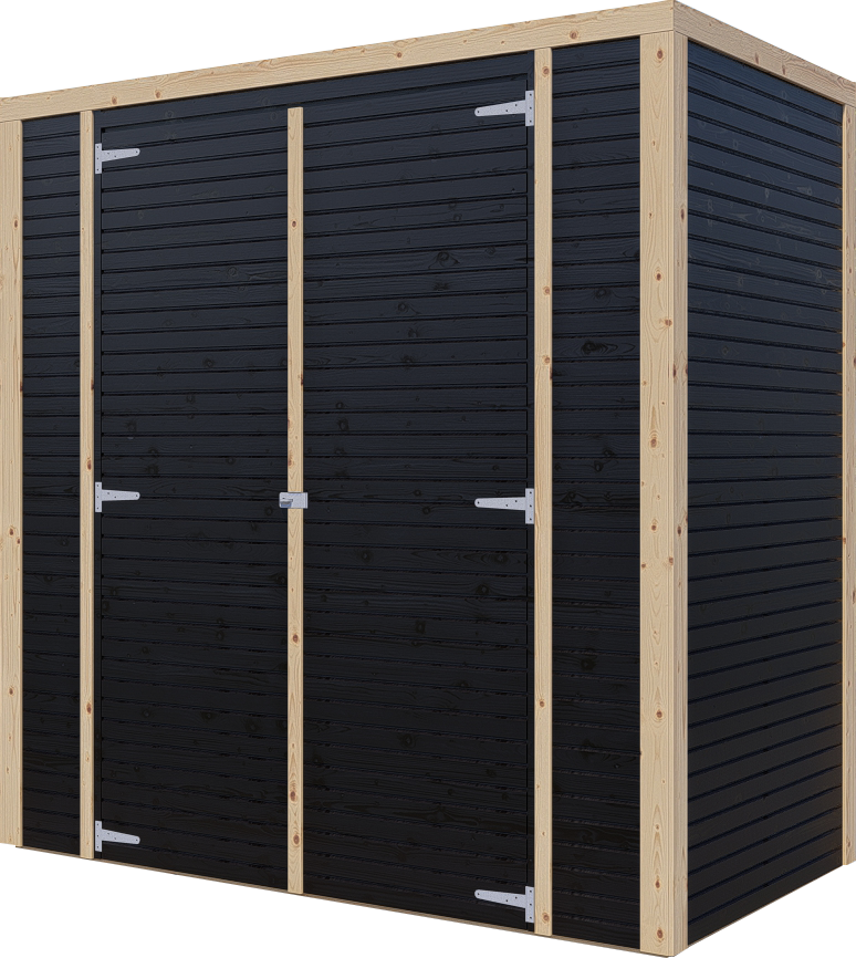Gerätehaus Holz Box 1 schwarz/natur 207 x 103 cm