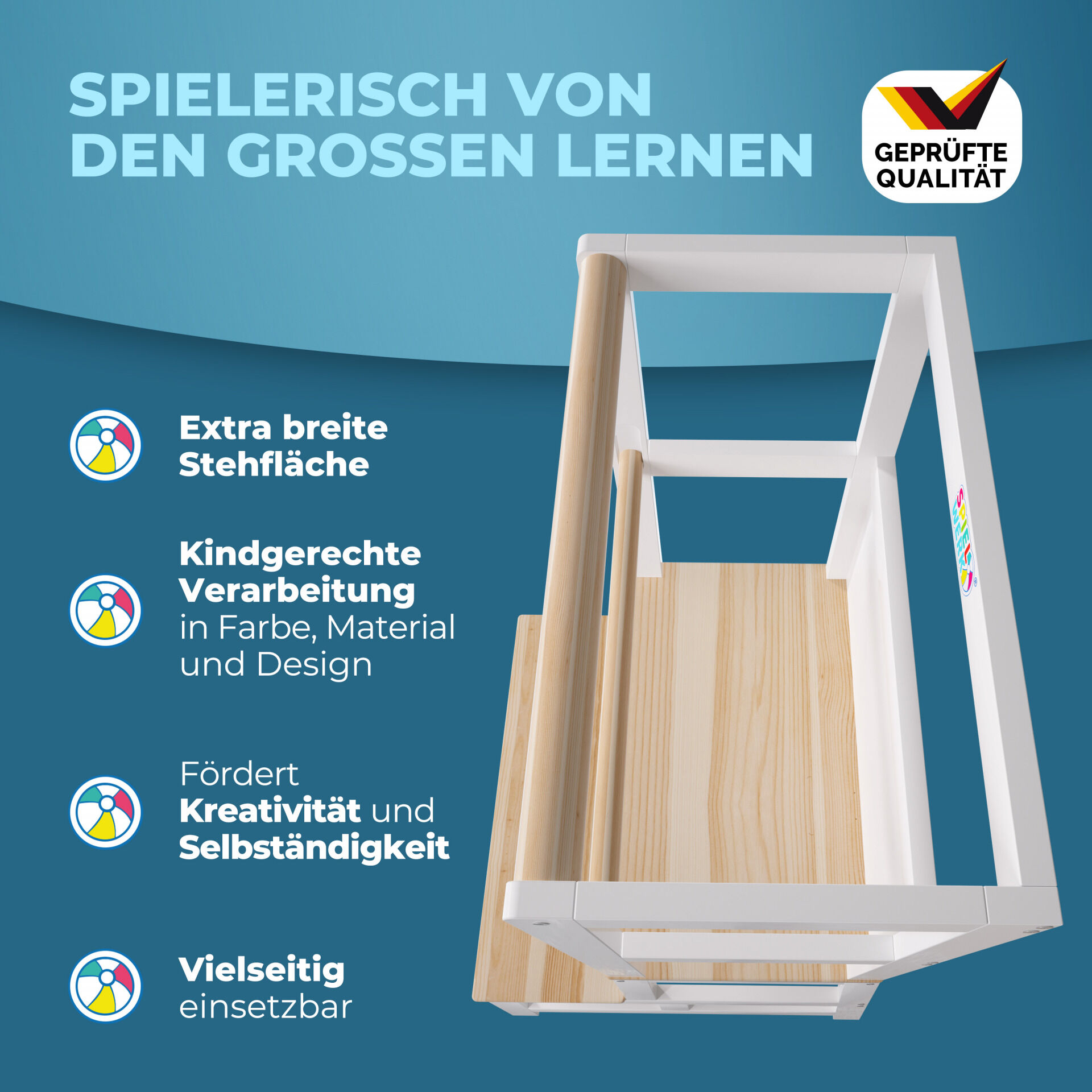 Lernturm Barn Weiß/Natur Kiefernholz 93x51x50cm