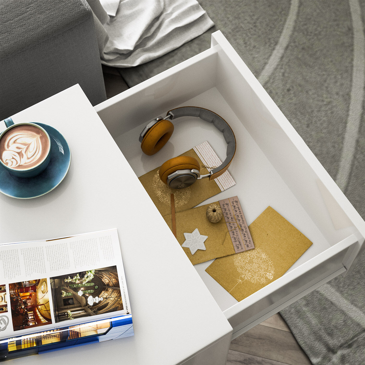 Nachttisch Eloise Weiß 54x39x28cm