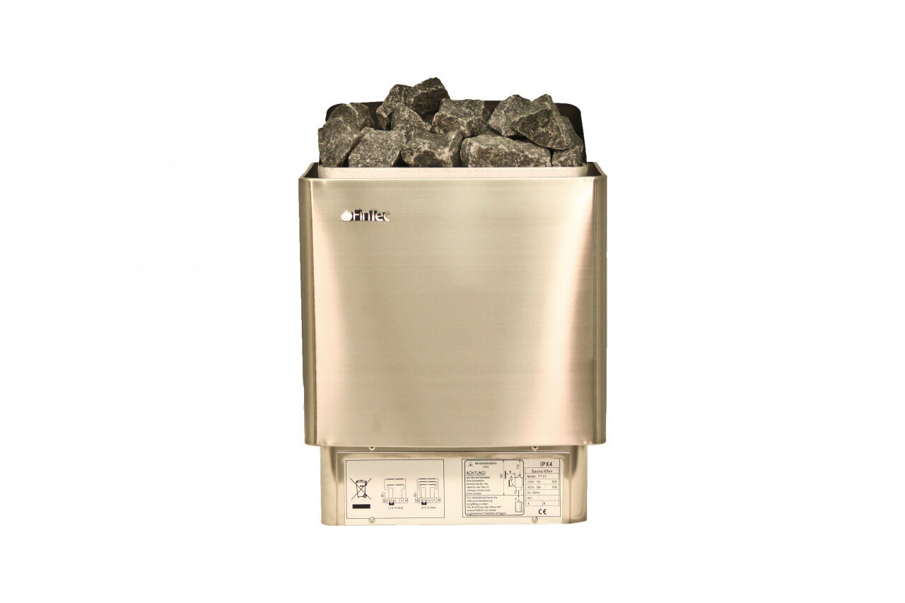 FinTec E- Saunaofen Set Irmina 9 KW, inkl. ext. Steuerung, Edelstahl Outdoor