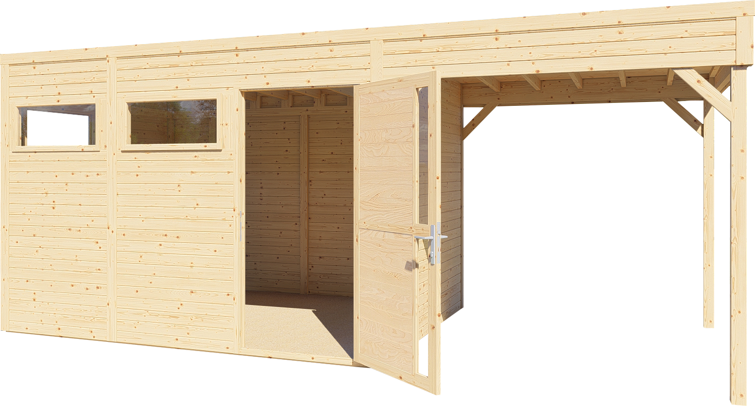 Gartenhaus Cubus 3 Lounge naturbelassen 558 x 234 cm