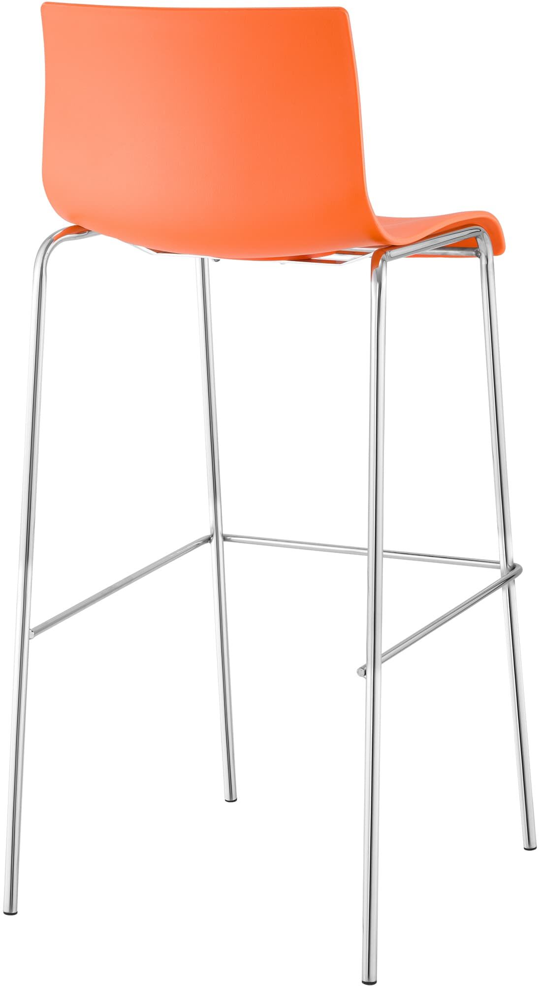 2er Set Barhocker Hoover Kunststoff 4-Fuß Gestell chrom, orange