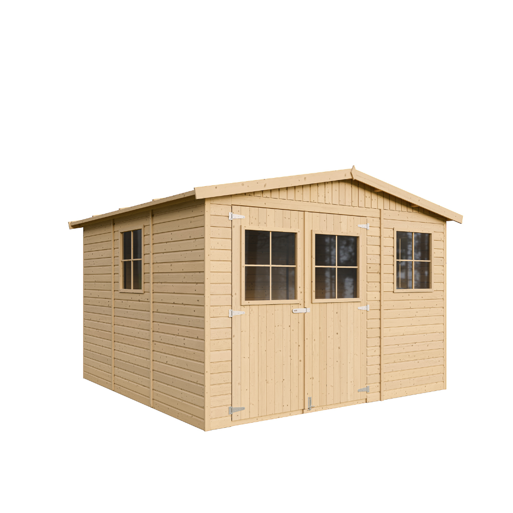Gartenhaus Holz Oskar M335+M335G mit Boden – Gerätehaus 303 x 297 cm – 9 m2