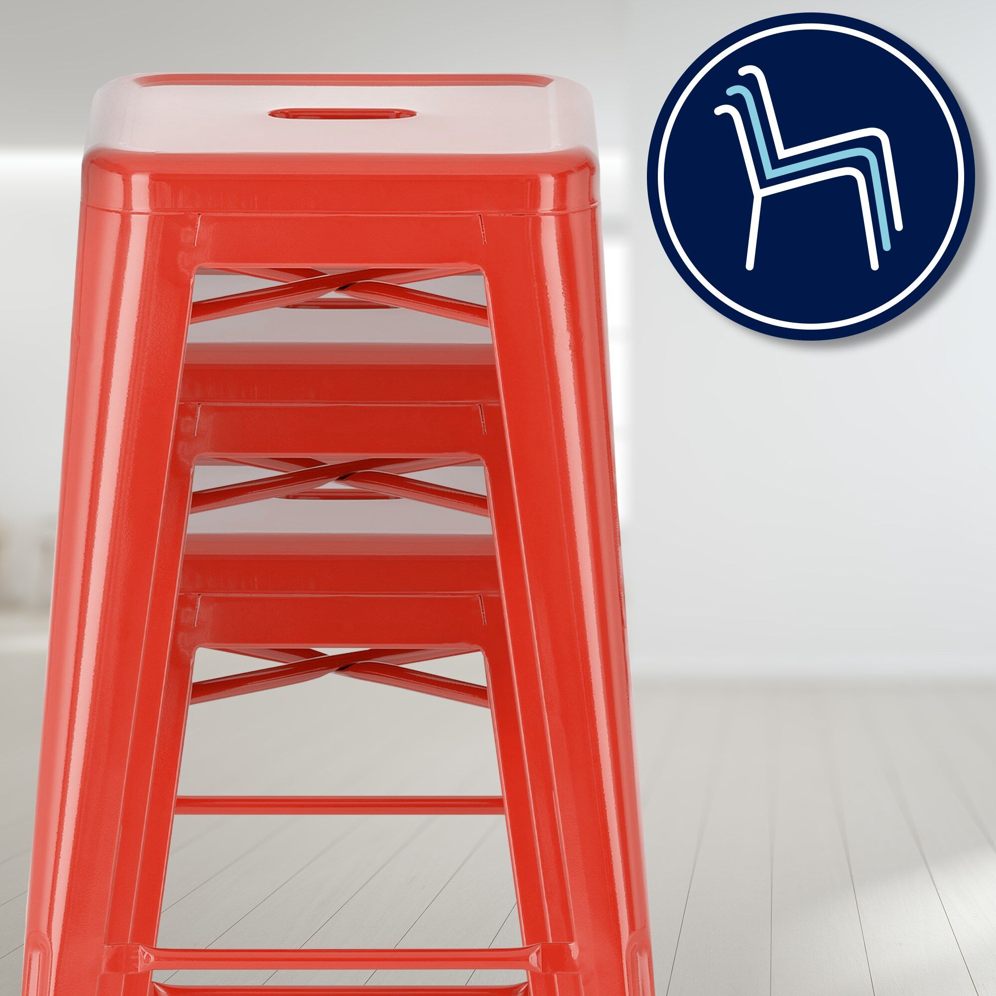 4er Set Barhocker Joshua, rot