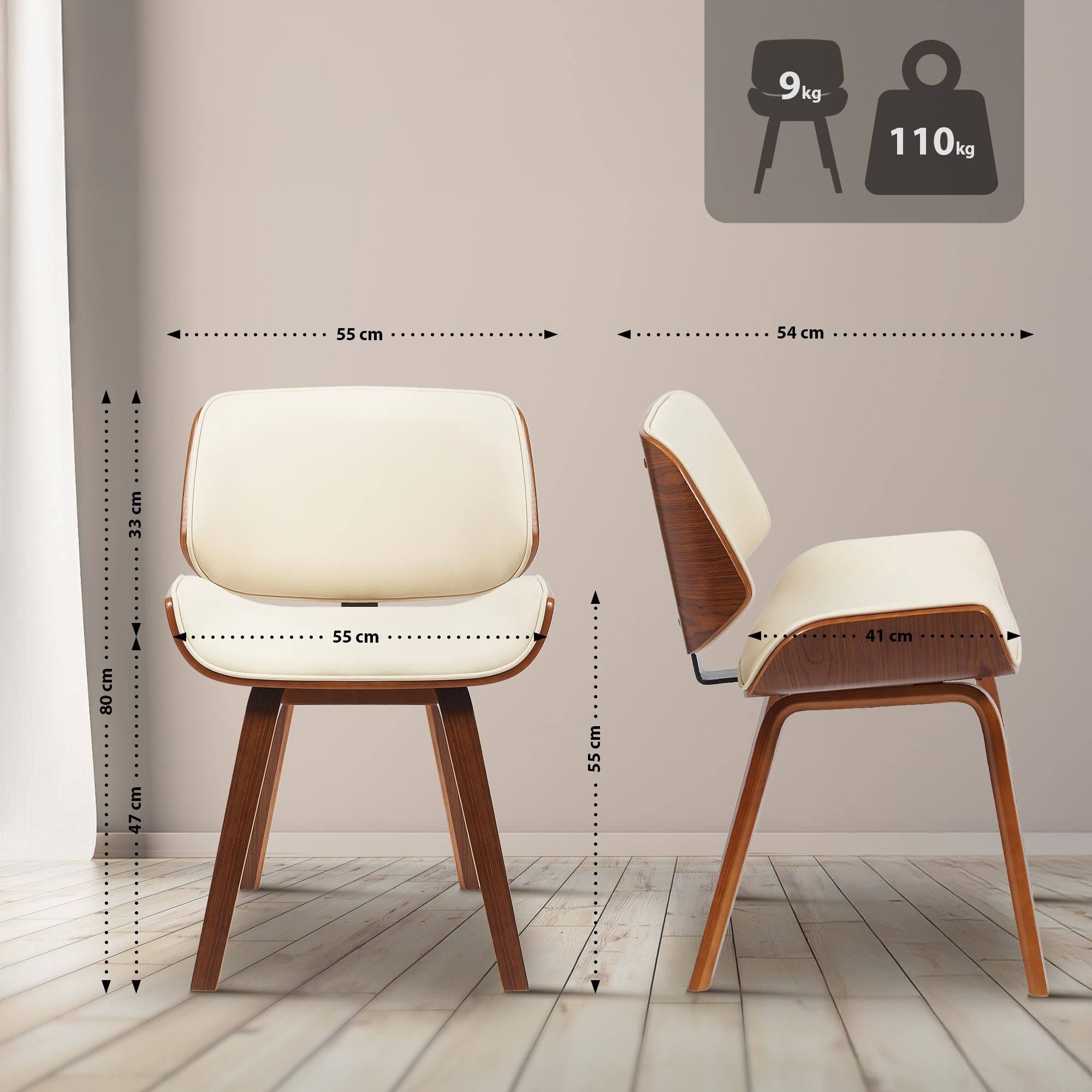 Besucherstuhl Beverley Kunstleder, walnuss/creme