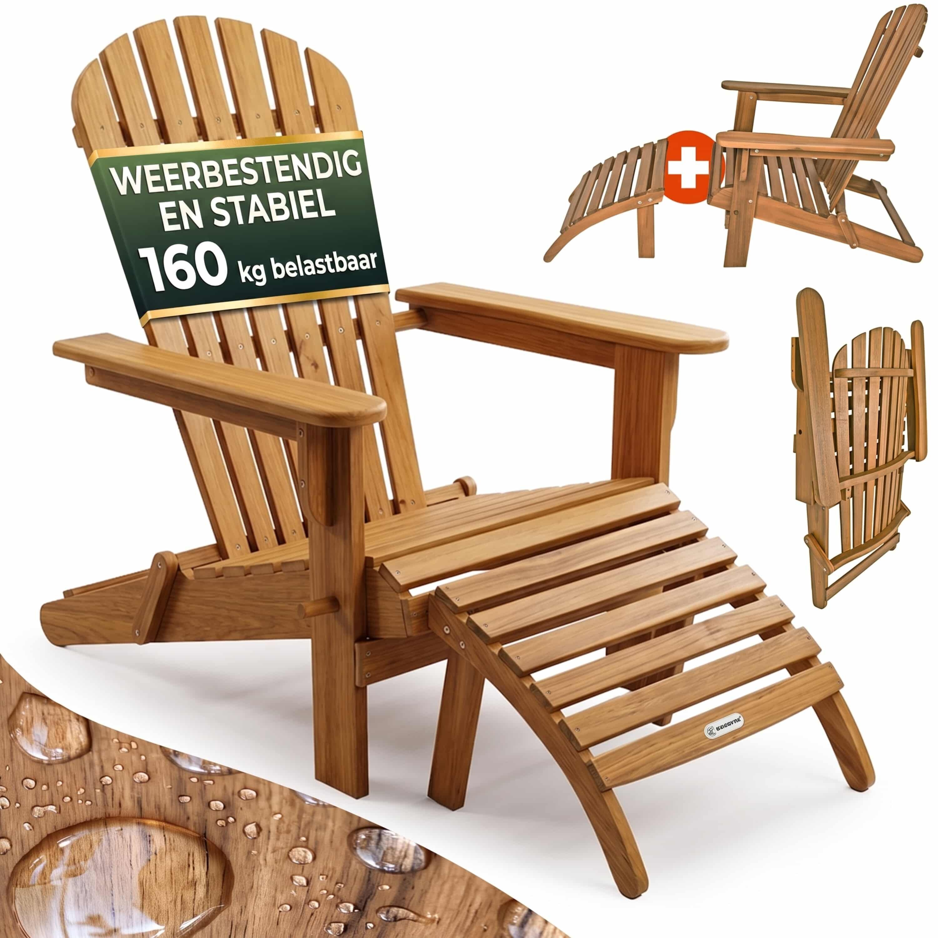 Sonnenstuhl Adirondack Akazienholz inkl Fußstütze
