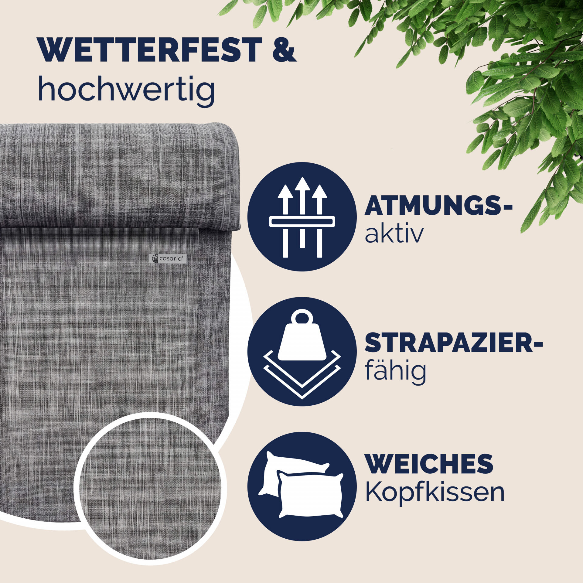 Gartenstuhl klappbar 4er-Set Grau meliert Alu Hochlehner verstellbar
