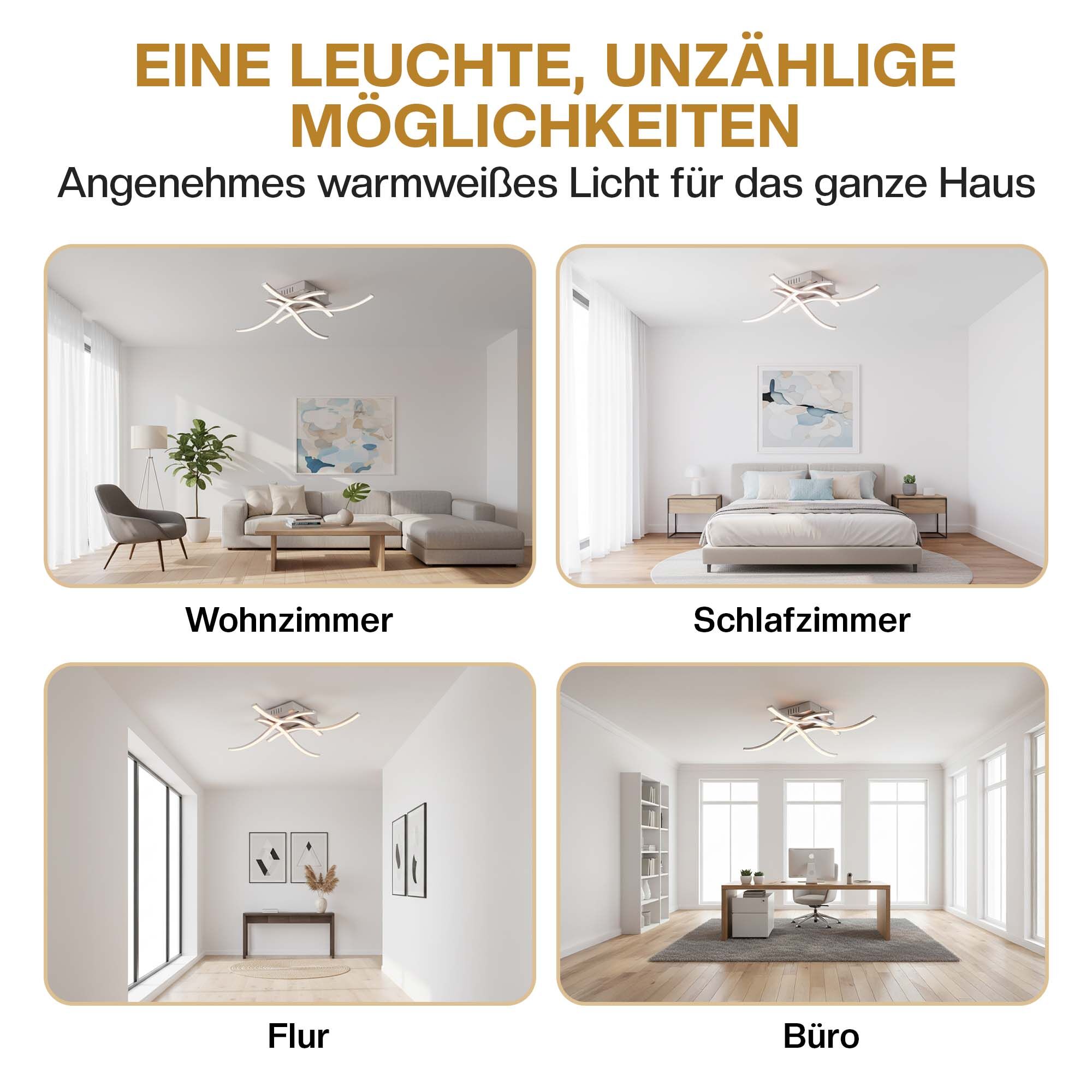 LED Deckenleuchte Tigull 4-flammig