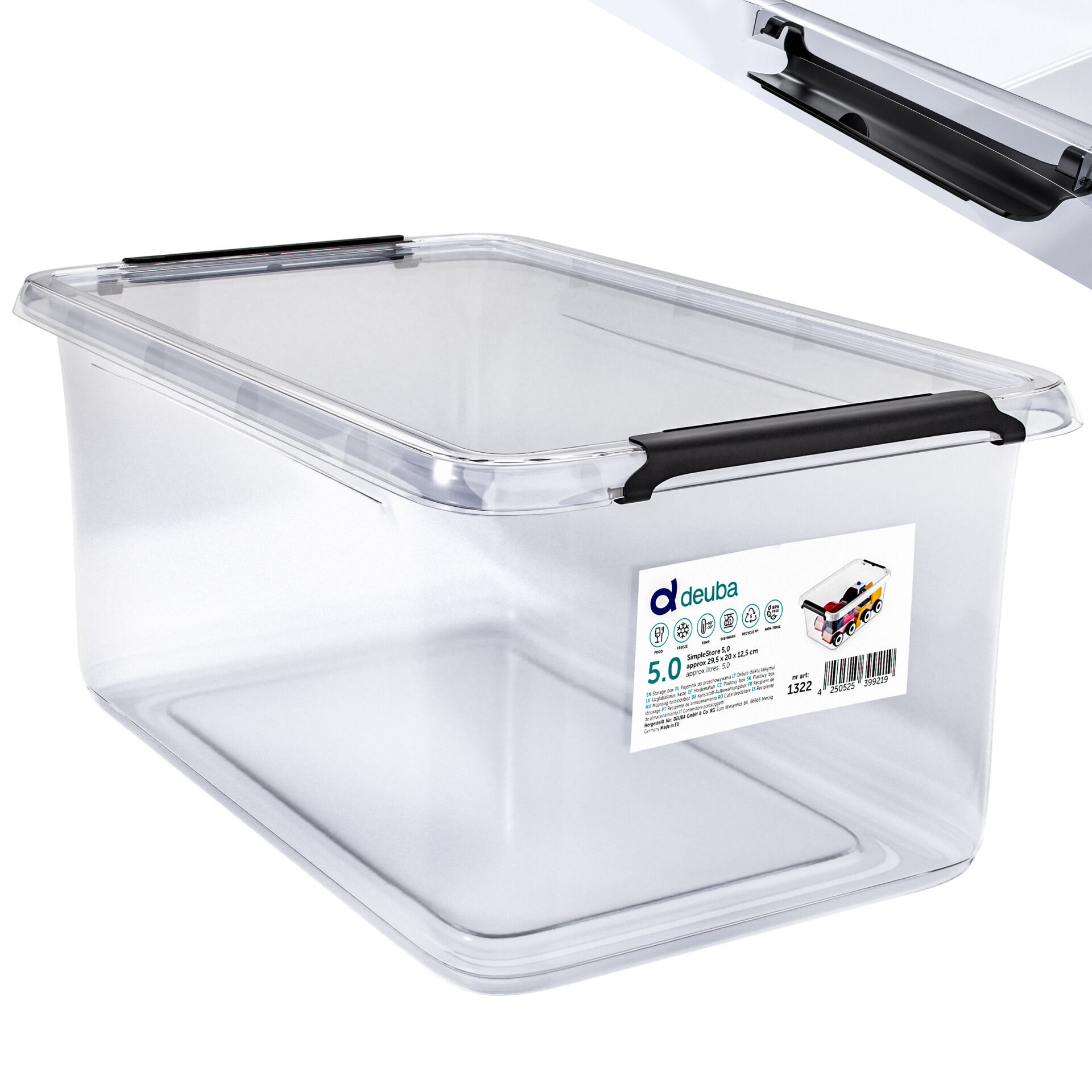 Aufbewahrungsbox 30x20x12cm 5L transparent stapelbar BPA-frei