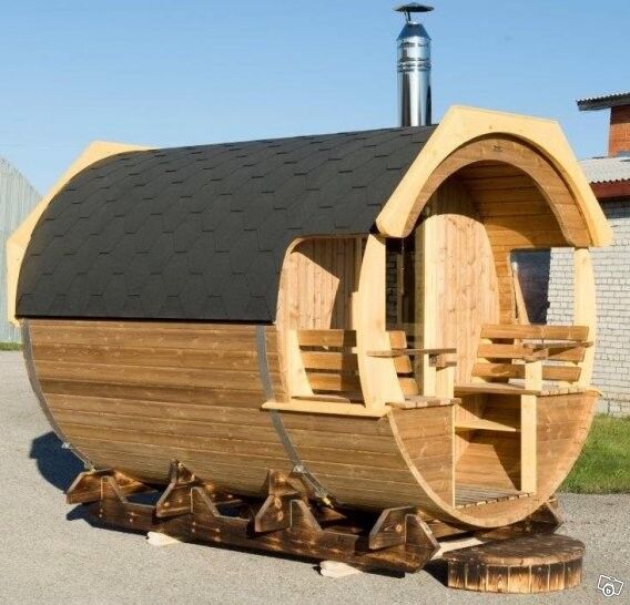Saunafass Arctic Alex Delux mit Holzofen, Seitenansicht