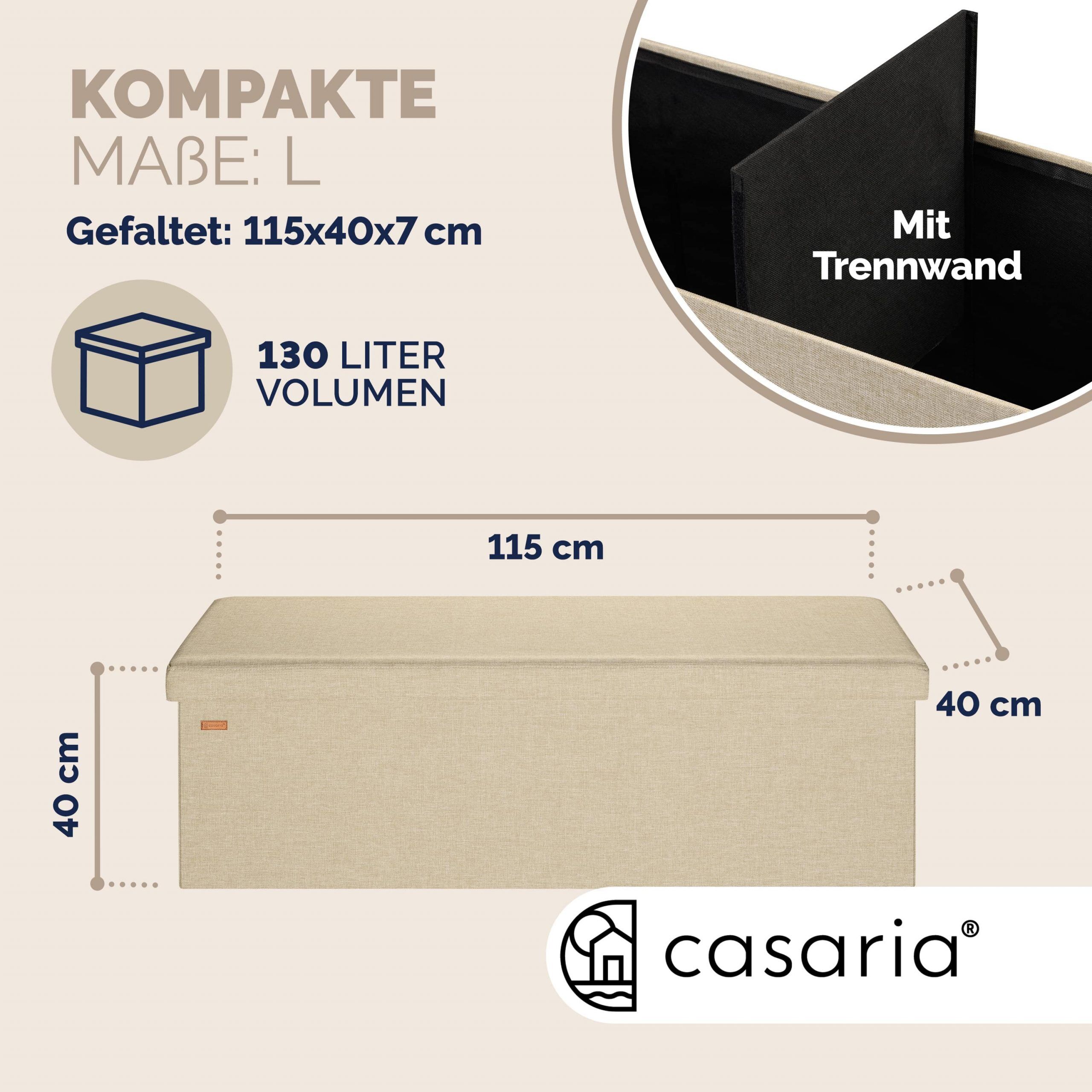Sitzbank Beige 115x38x38cm MDF faltbar