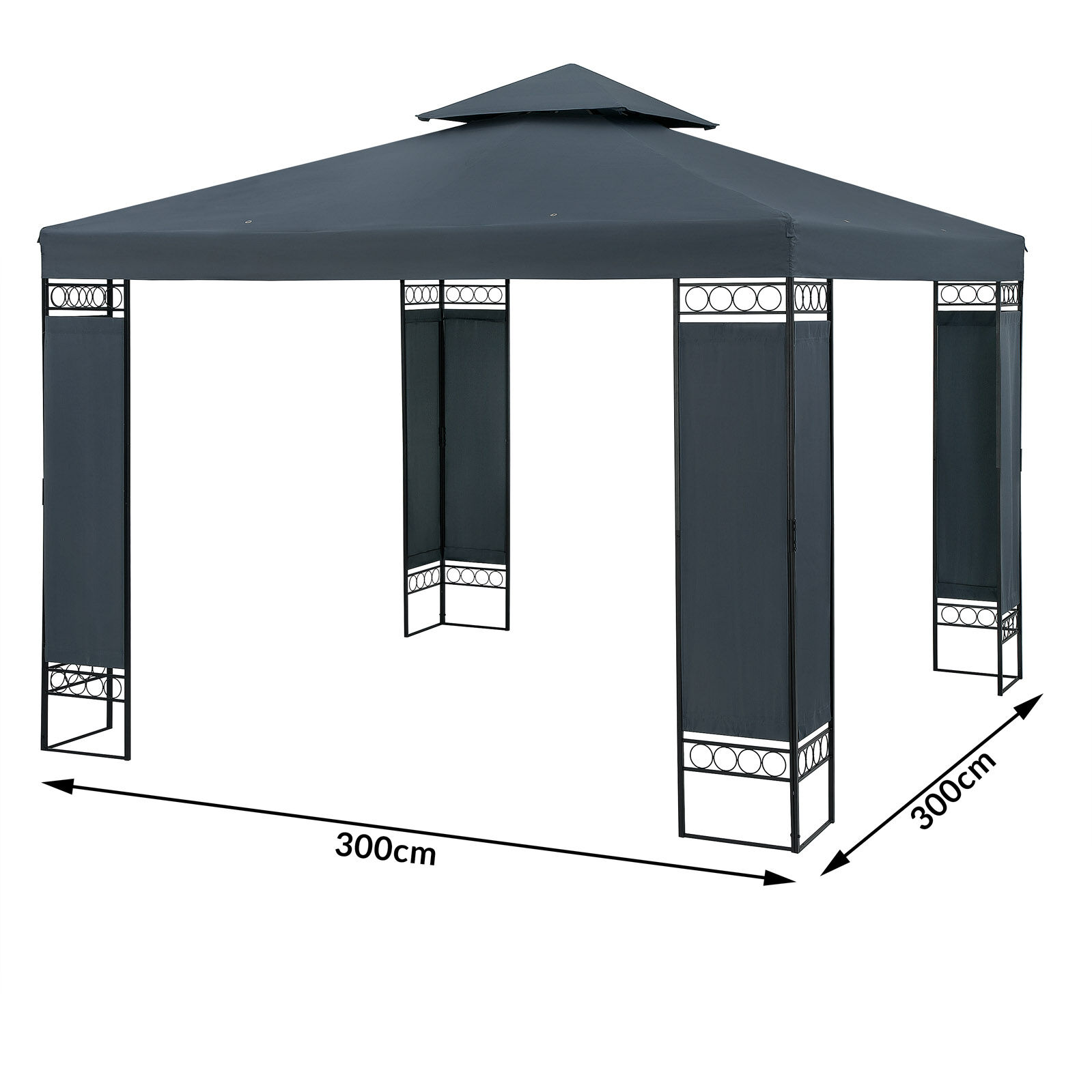 Pavillon Lorca Anthrazit 3x3m UV-Schutz 50+