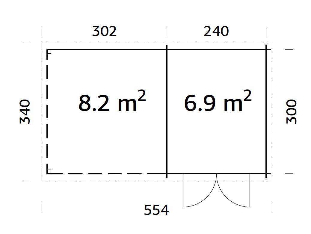 Flachdach Palmako Gartenhaus Ella 6,9+8,2 m²