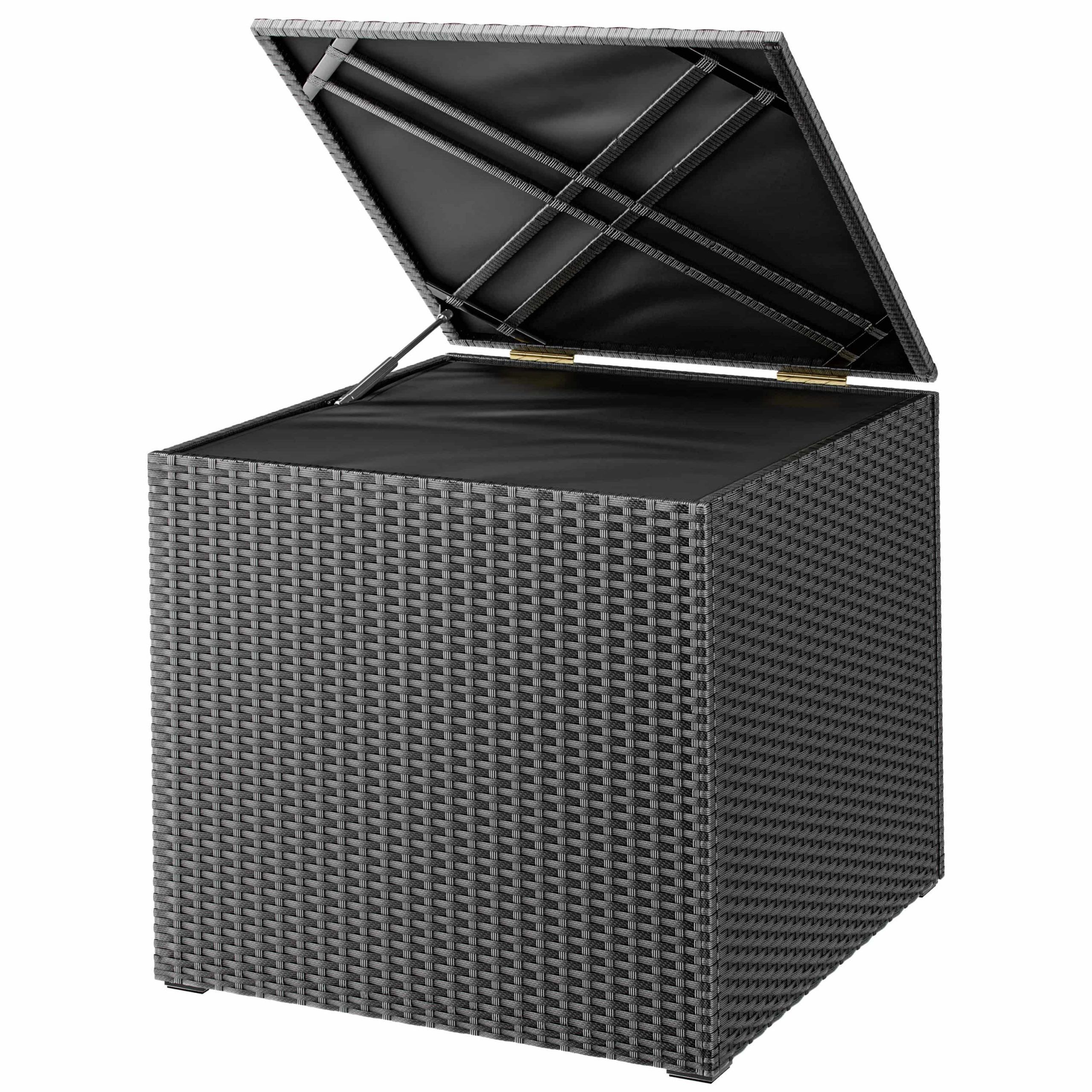 Gartenbox Polyrattan 318L Schwarz mit Innenverkleidung wetterfest