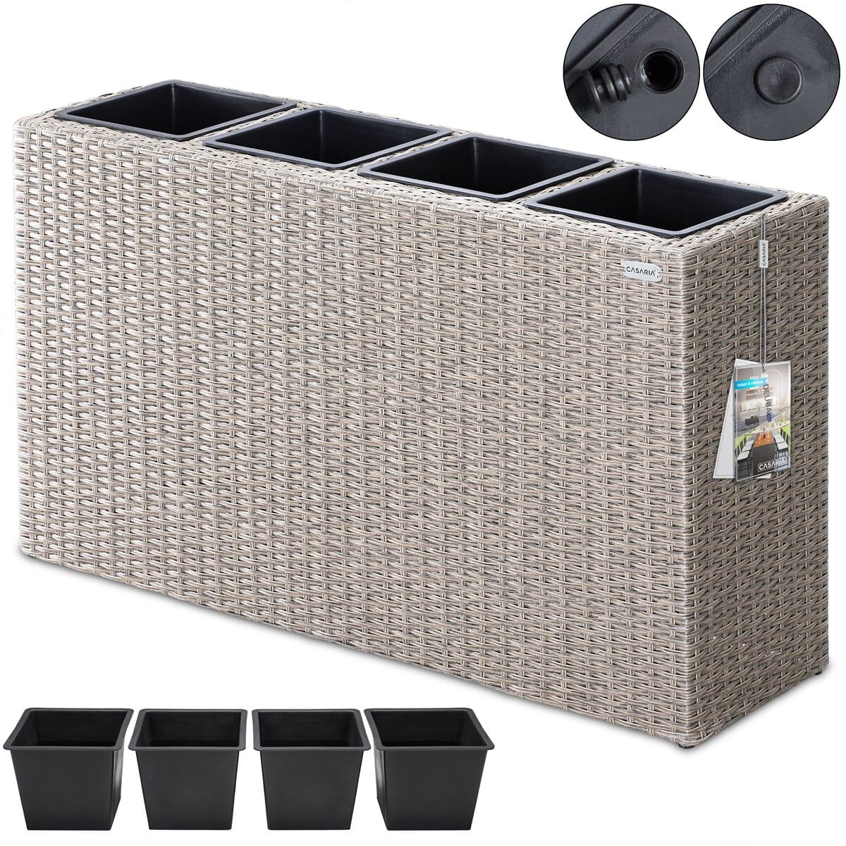 Polyrattan Blumenkasten Creme 95x27x60cm