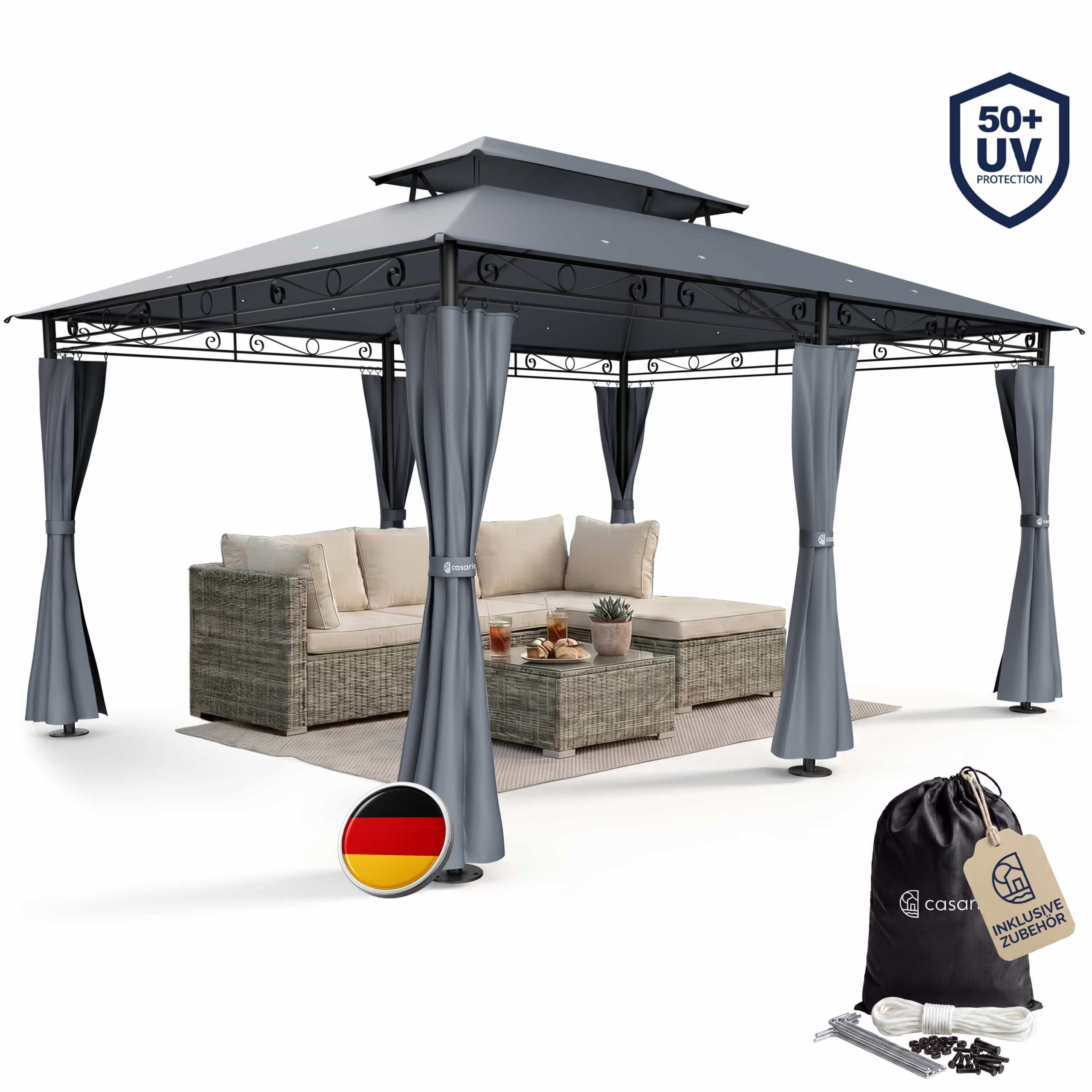Pavillon Topas Anthrazit 3x4m UV-Schutz 50+