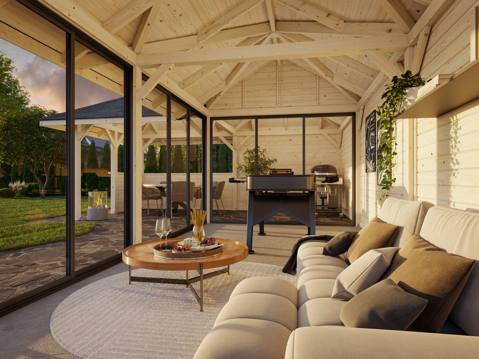 Palmako Pavillon Bianca 33,2 m² Set 521 Slide Plus