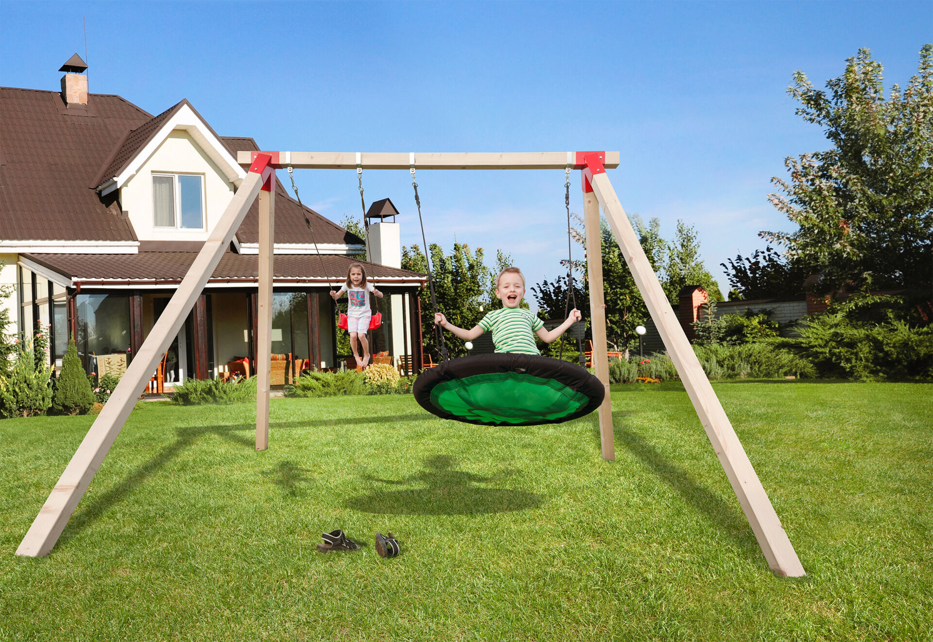 Tabaluga Doppelschaukel inkl. Schaukelnest und Schaukelbrett