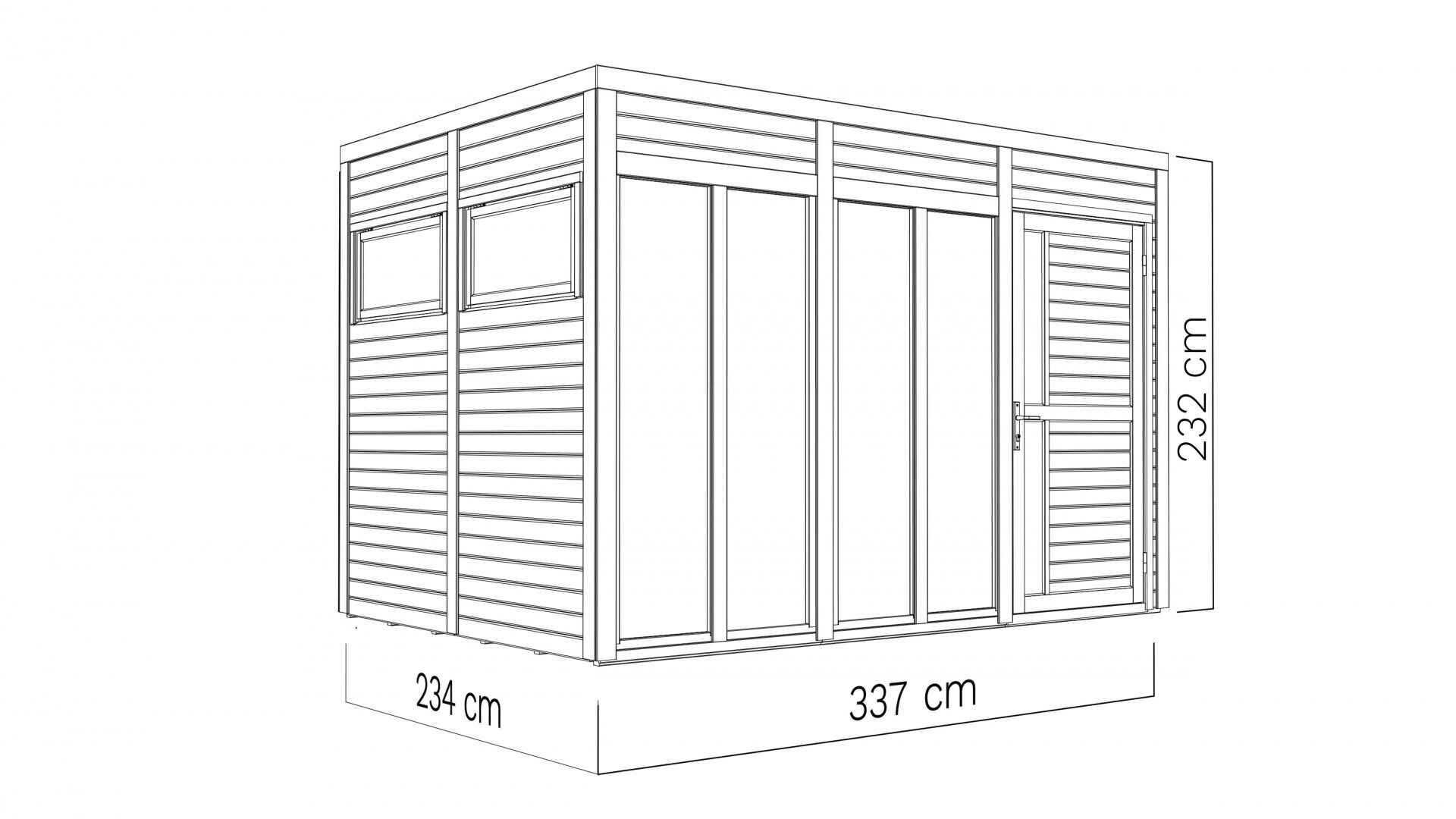 Gartenhaus Holz Cubus 3 Office naturbelassen 333 x 230 cm