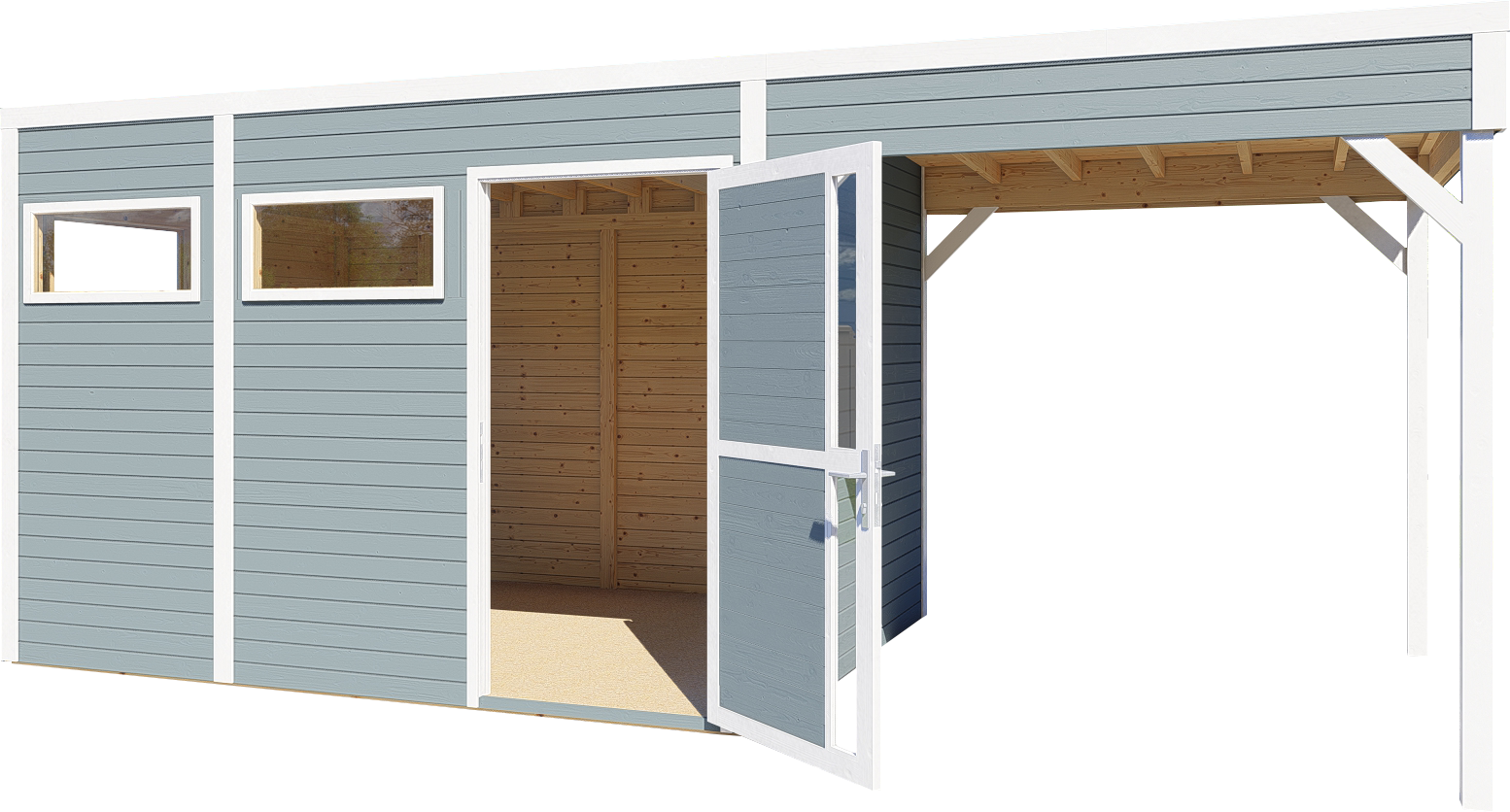 Gartenhaus Cubus 3 Lounge Hellgrau 558 x 234 cm
