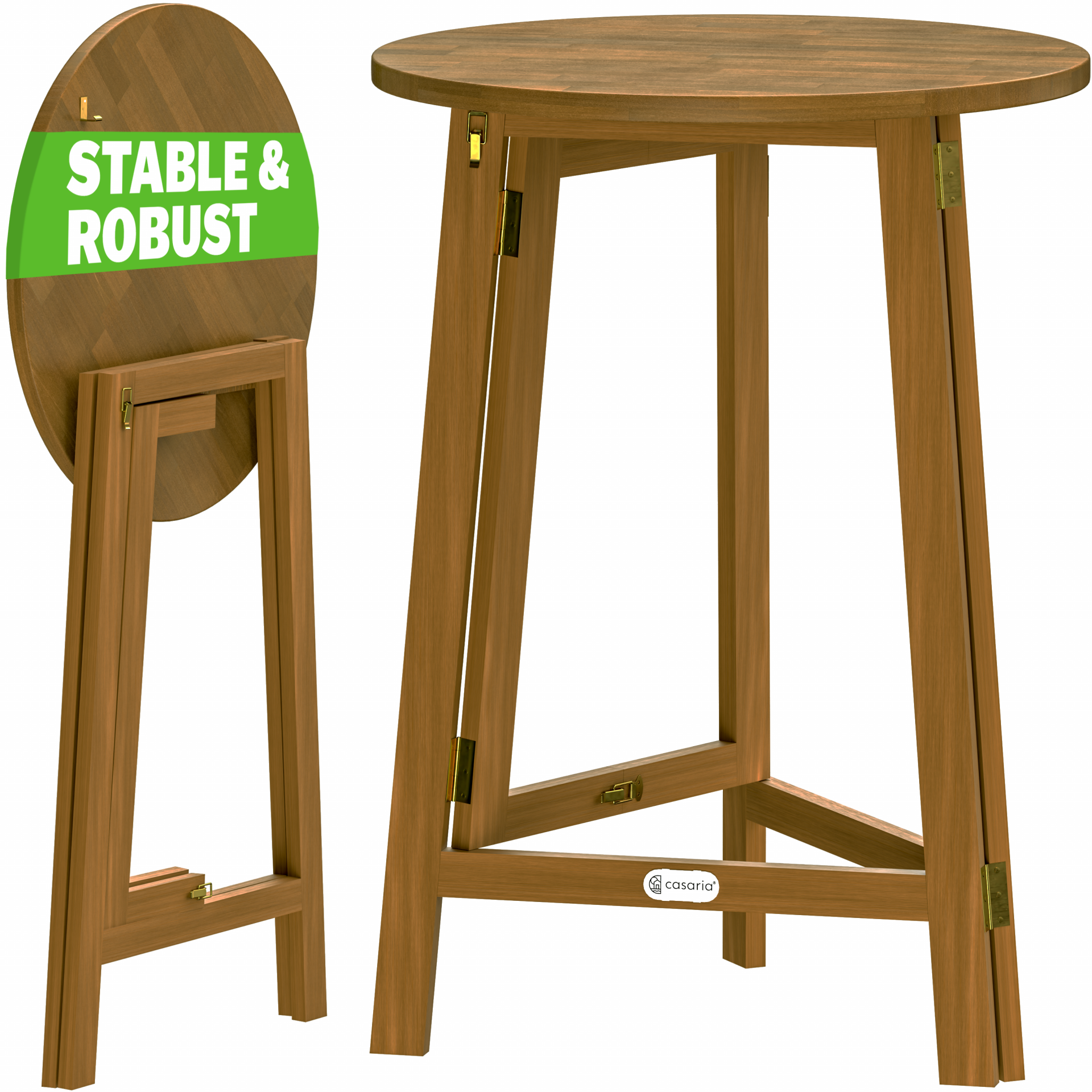 Stehtisch klappbar Akazienholz Ø80cm H110cm wetterfest stabil