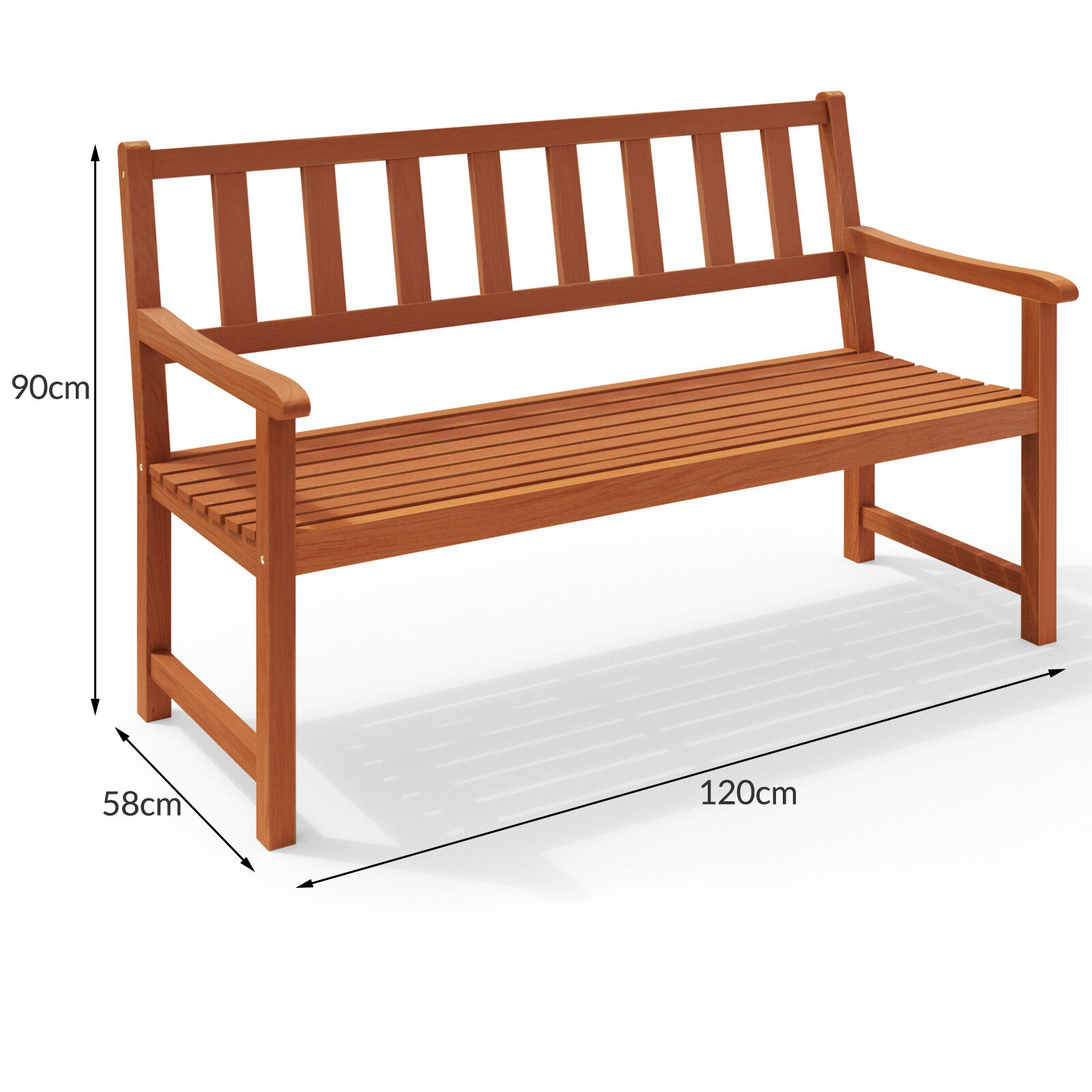 Gartenbank Kensington Akazienholz 120x90x50-58cm