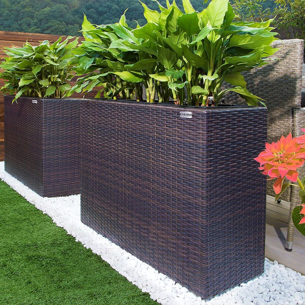 Polyrattan Blumentopf Braun 95x27x60cm