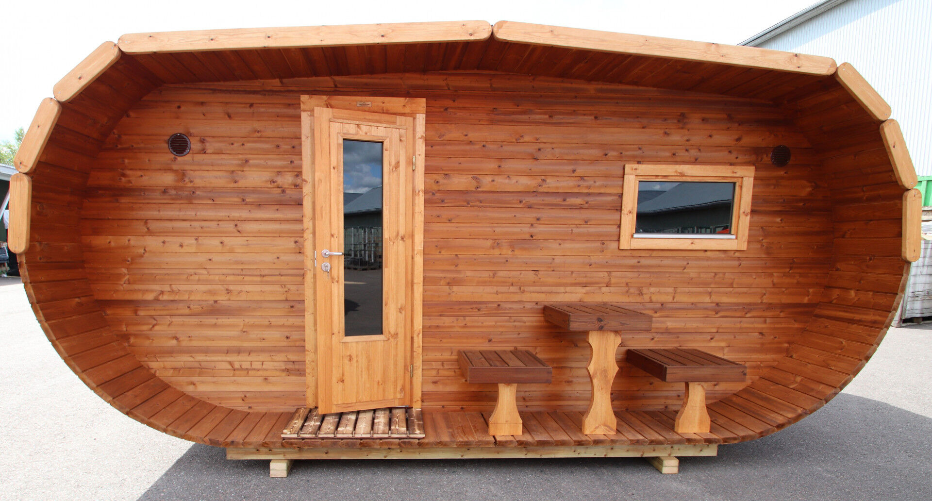 Arctic Saunafass Oval 5 240x500cm Thermoholz, Rot