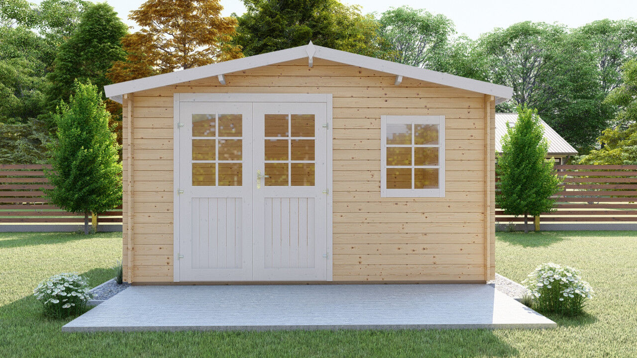 Gartenhaus Schweden 19 – 28 mm Blockbohlen mit Doppeltür
