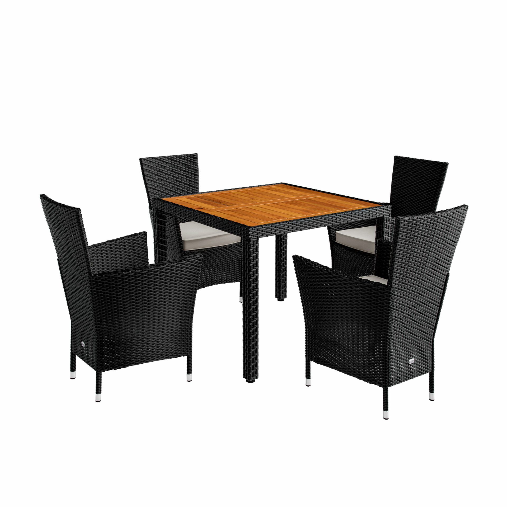 Polyrattan Garten-Sitzgruppe Korfu 5-tlg Schwarz