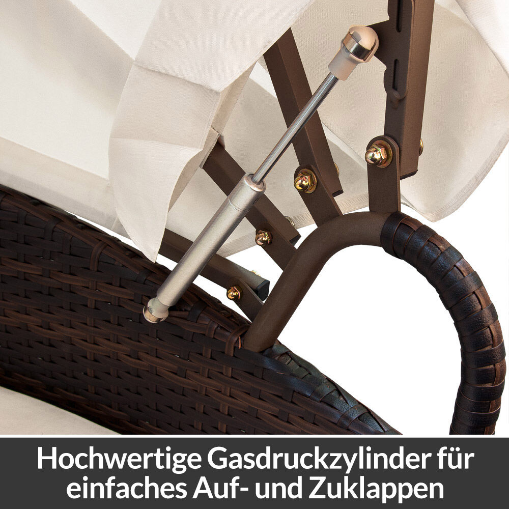 Polyrattan Sonneninsel Braun Ø185cm WPC-Teleskoptisch