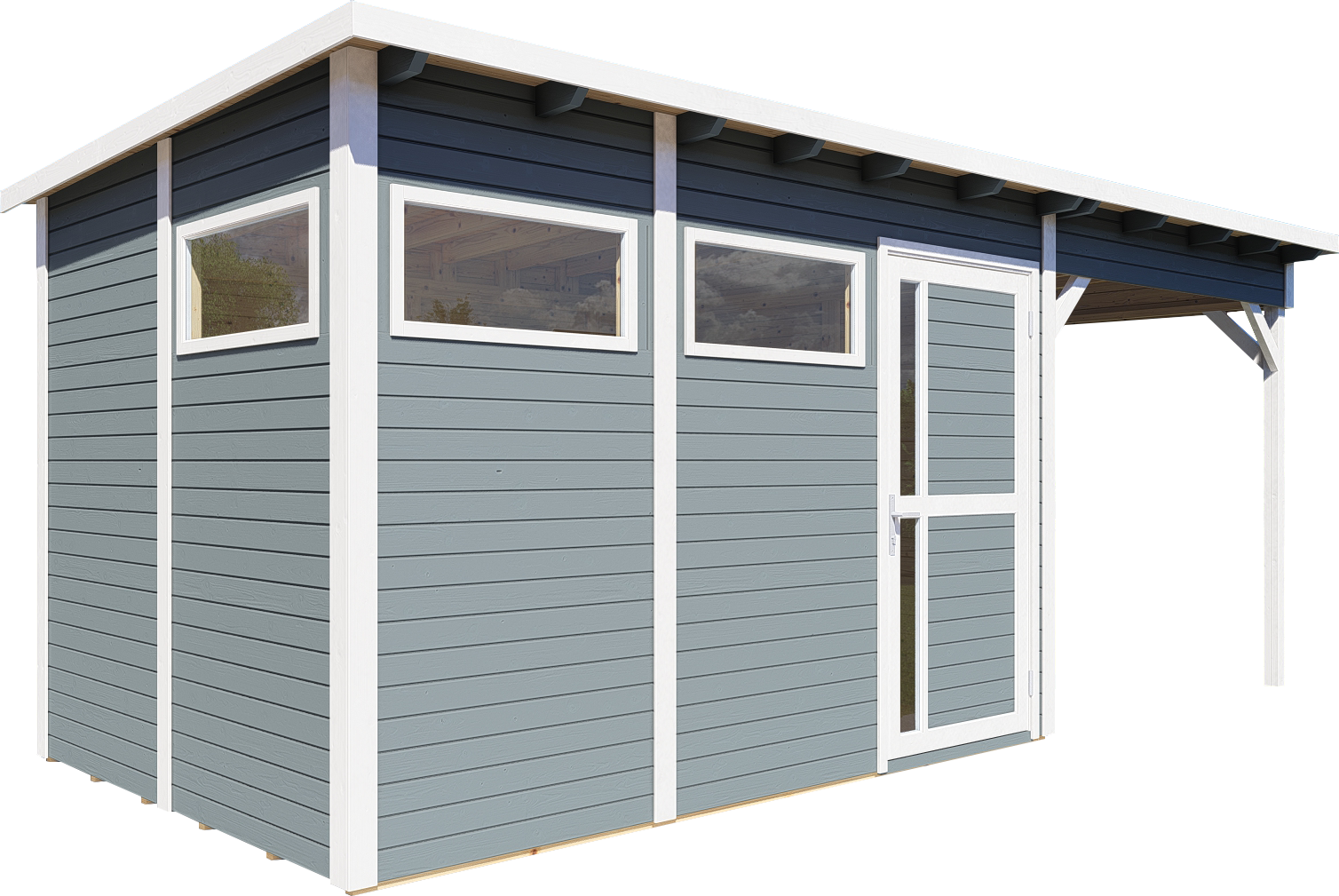 Gartenhaus Holz Pentus 3 Lounge hellgrau 558 x 234 cm