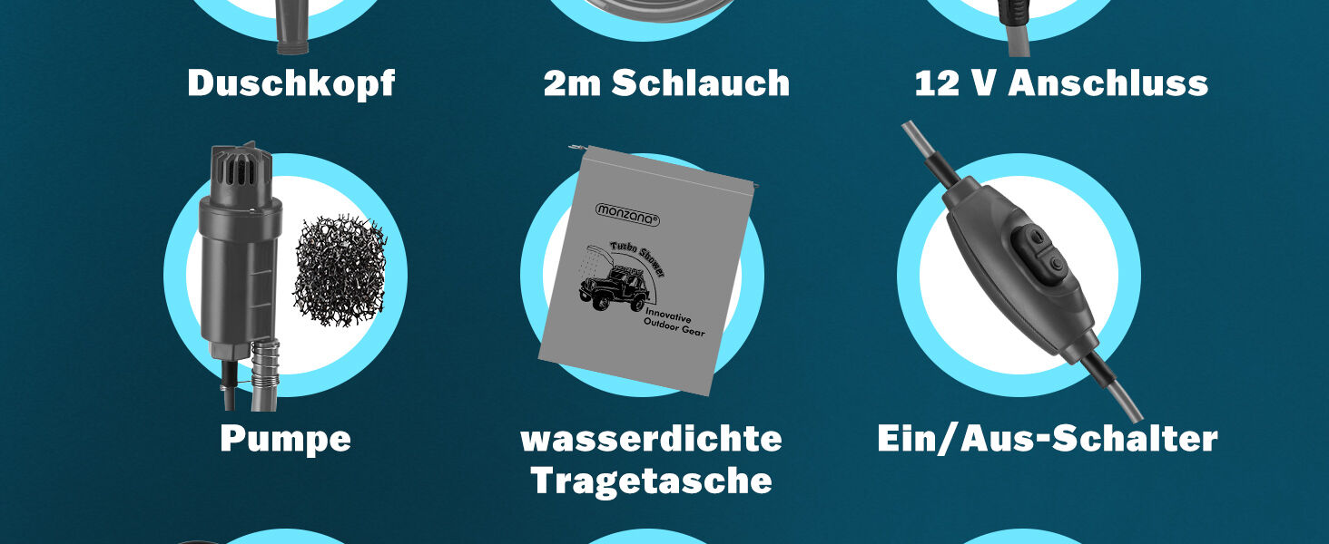 Campingdusche Anthrazit mit Tauchpumpe