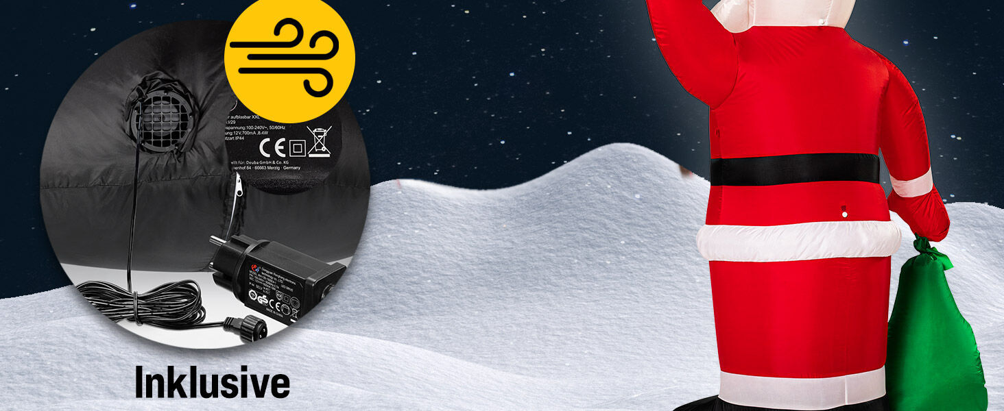 Aufblasbarer Weihnachtsmann mit Beleuchtung