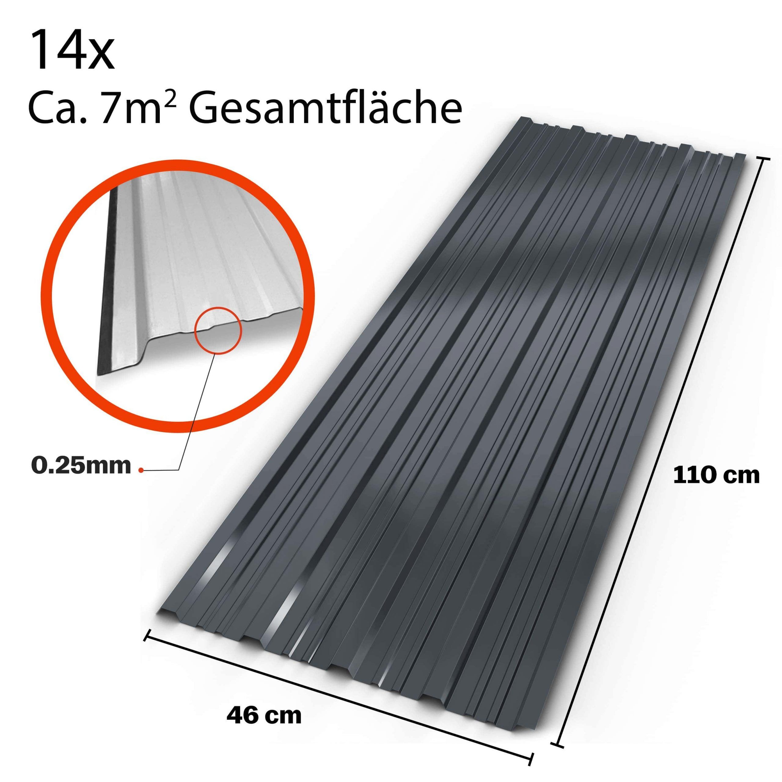 Trapezblech 14er-Set Anthrazit 110x46cm