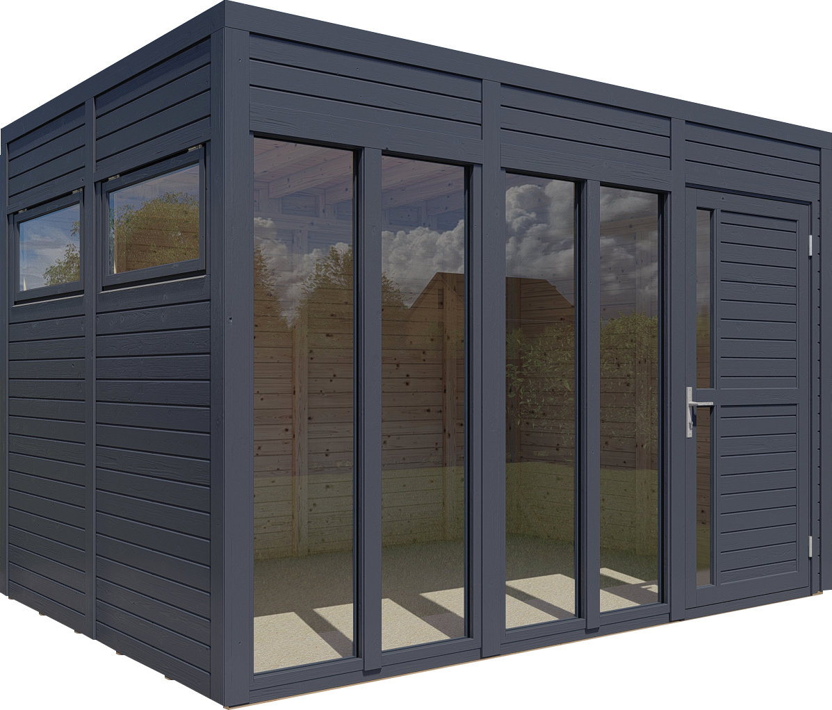 Gartenhaus Holz Cubus 3 Office anthrazit 333 x 230 cm