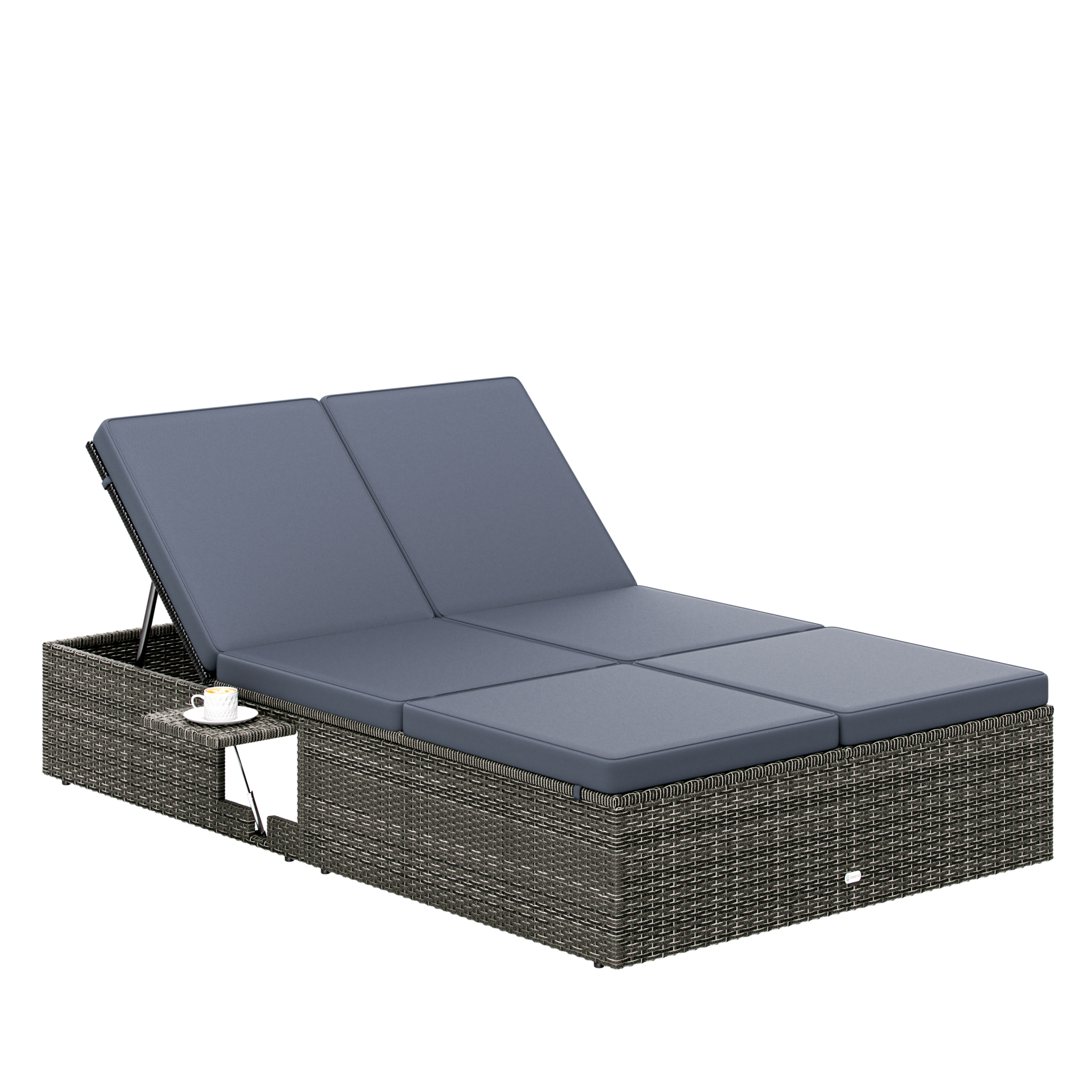 Polyrattan Gartenliege Grau/Anthrazit 200x115x33cm