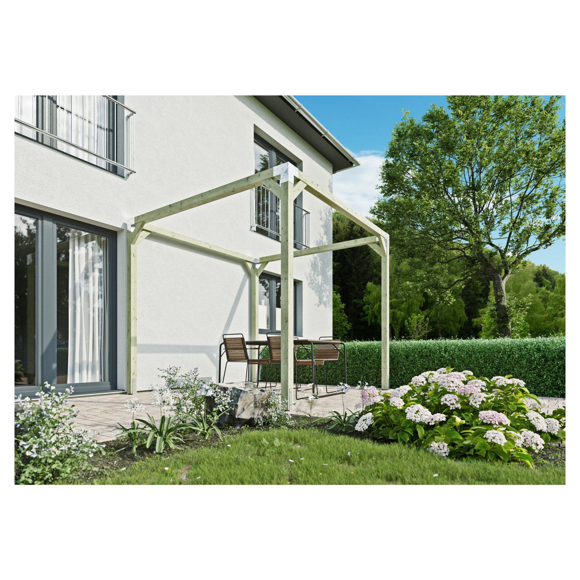 QUATTRO-Pergola 4 270x270x240cm, Pfosten 9x9 cm, inkl. Metall-Steckverbinder, ohne Schrauben, DIY-Bausatz