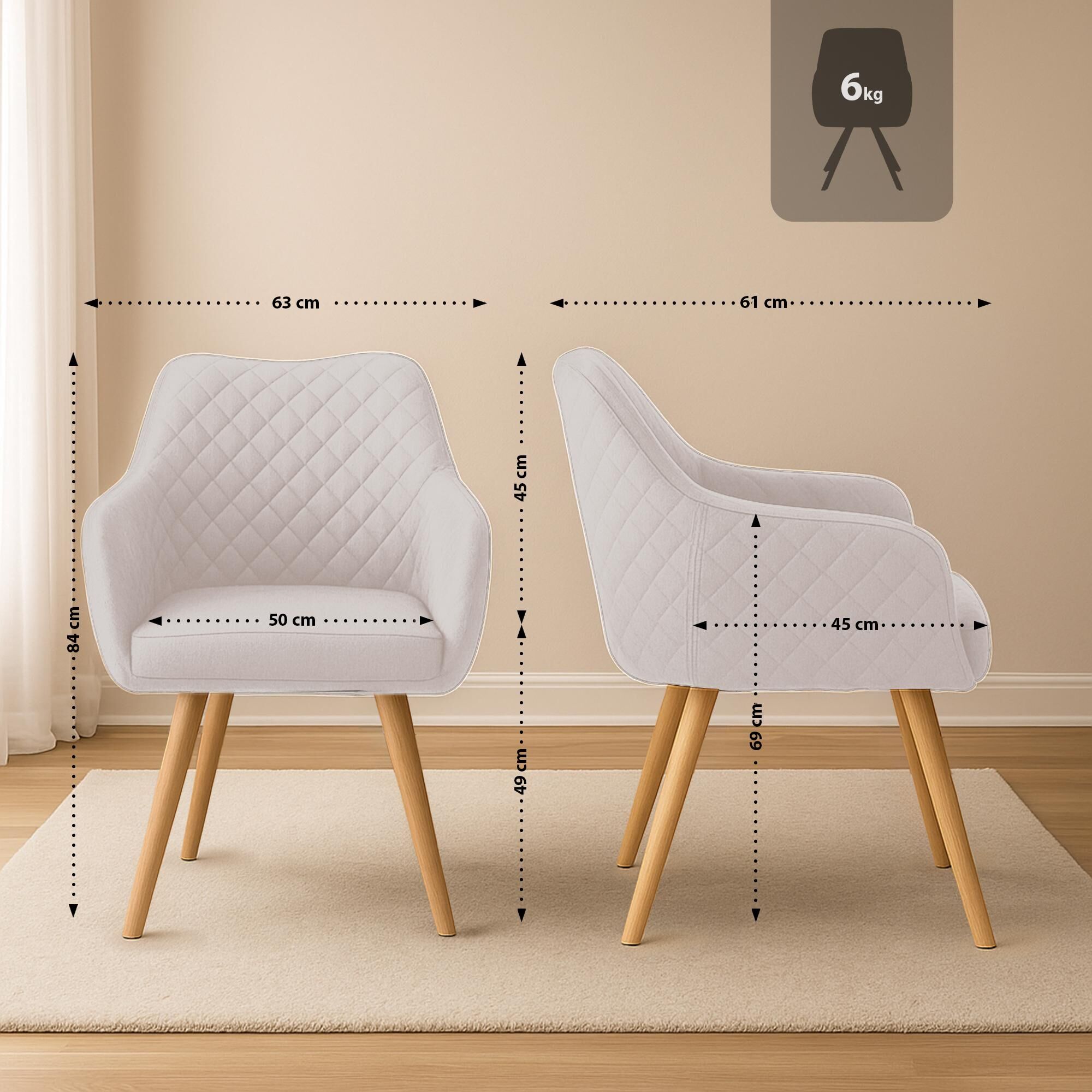 Esszimmerstuhl Gent Stoff natura, creme