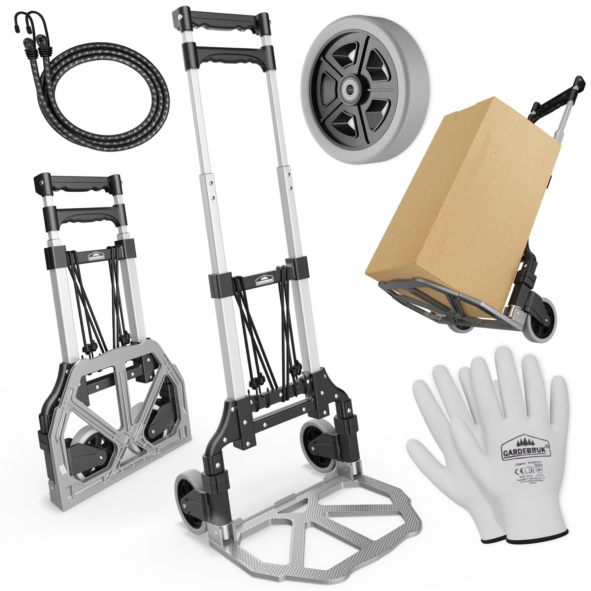 Sackkarre Silber/Schwarz Aluminium 80kg höhenverstellbar